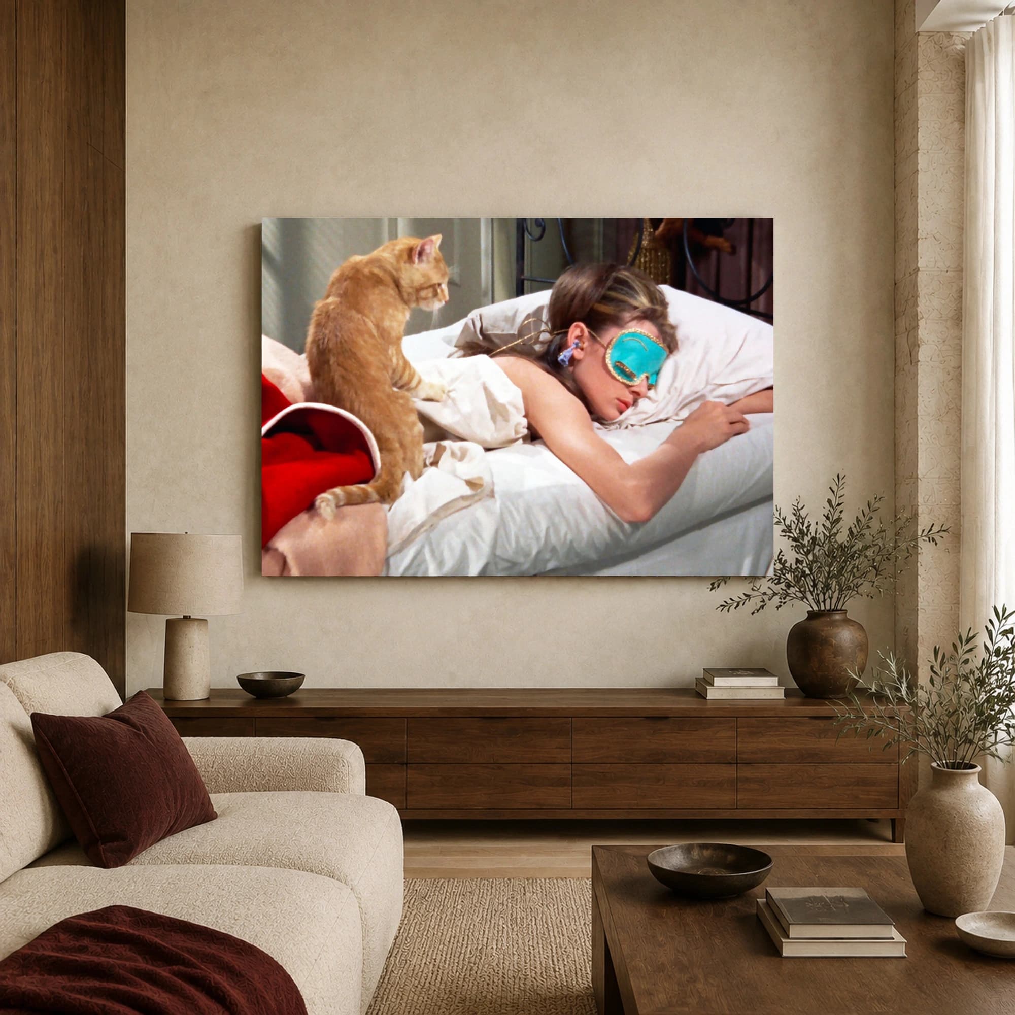 Breakfast at Tiffany's Movie Canvas Art: Holly & Cat Sleeping, view 3