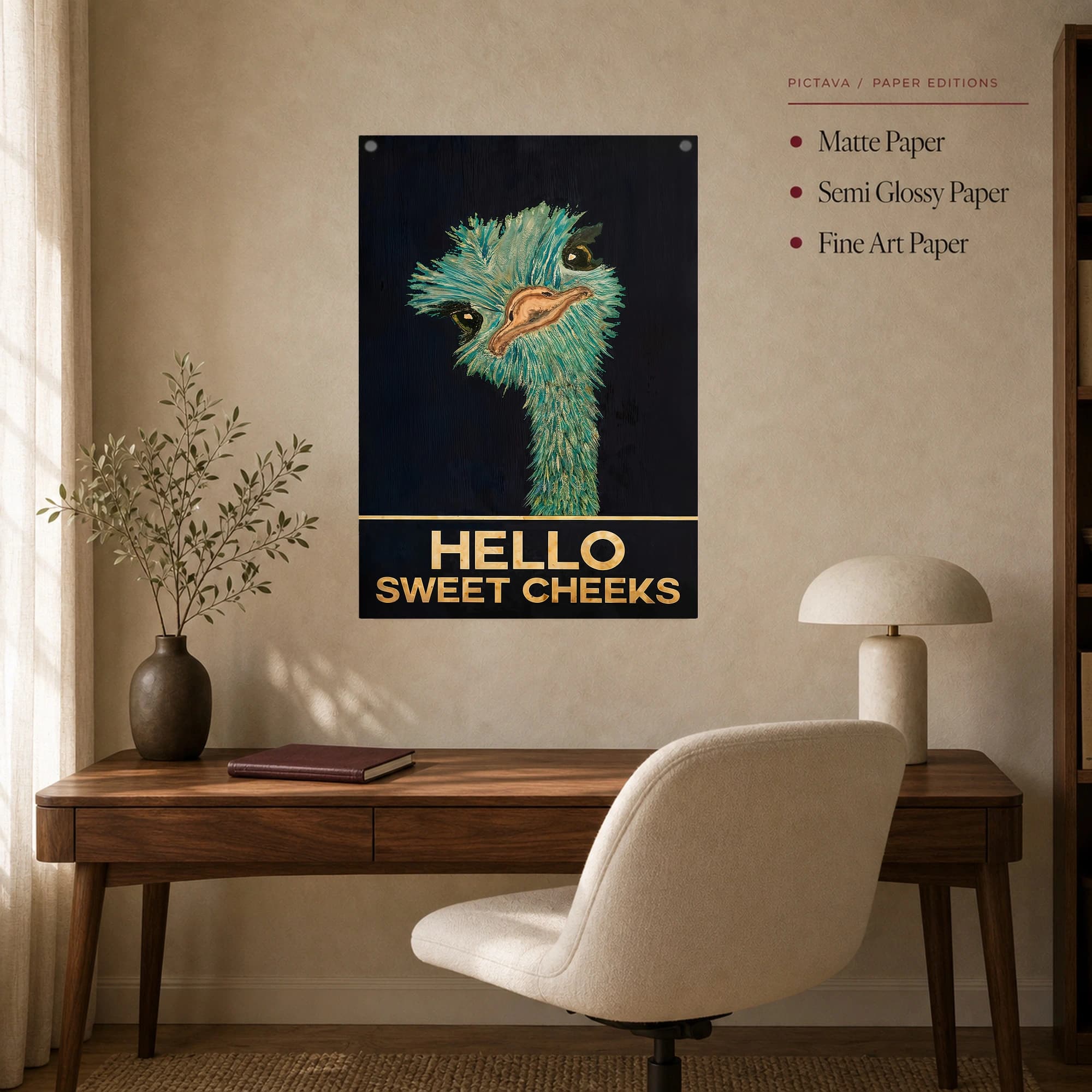 Hello Sweet Cheeks Emu Wall Art - Quirky Animal Portrait, view 8