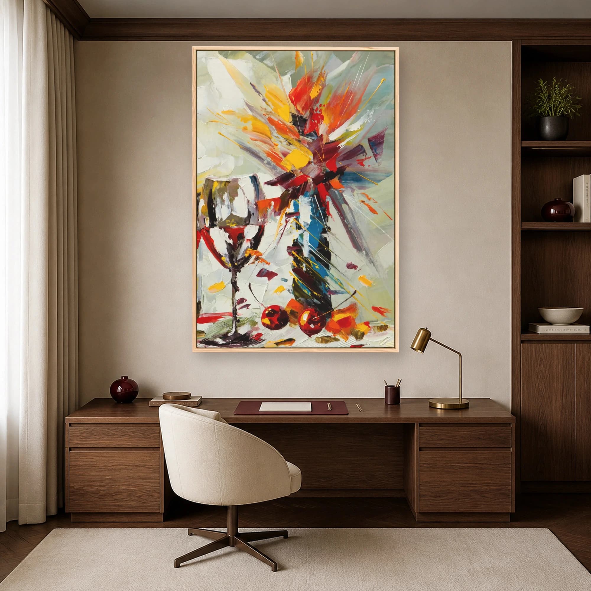 Abstract Wine Glass and Burst of Colors Canvas Print, view 5