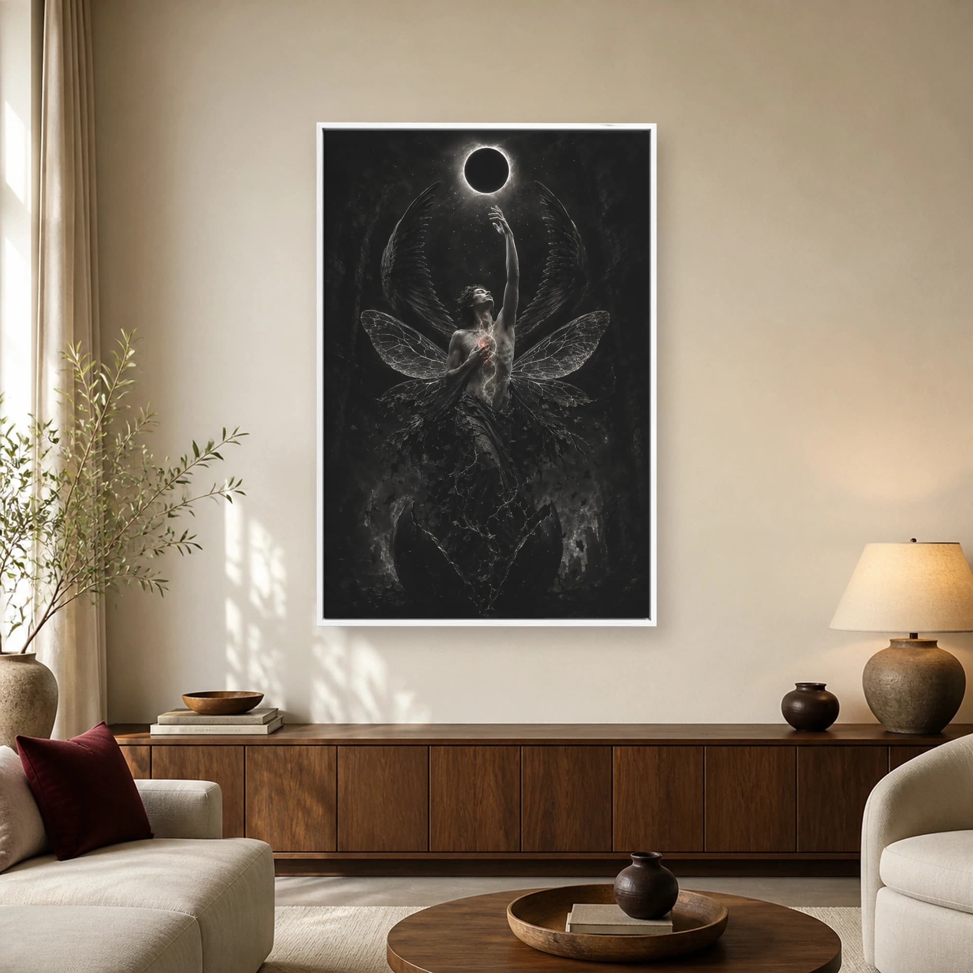 Eclipse of Ascent Dark Fantasy Winged Figure Wall Art, view 2