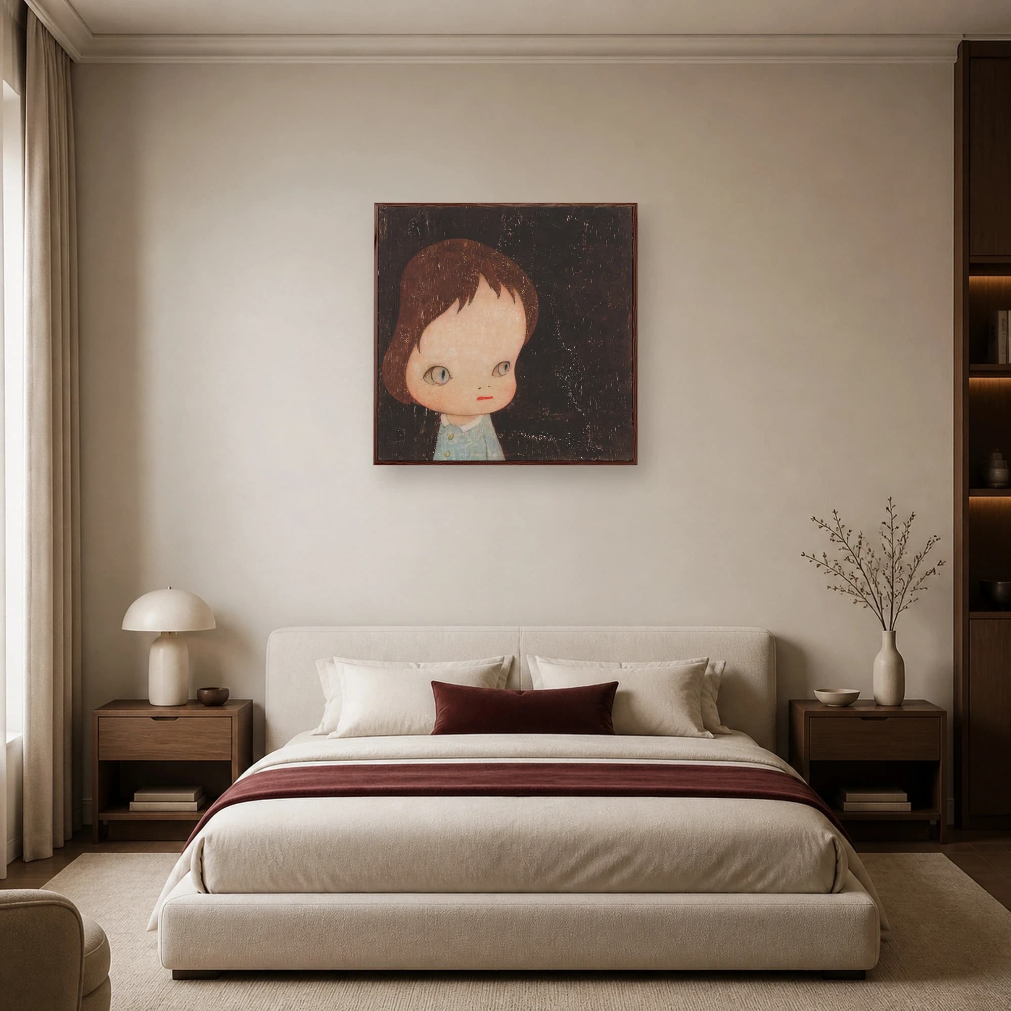 Melancholic Big-Eyed Girl Surrealist Portrait Canvas Print, view 5