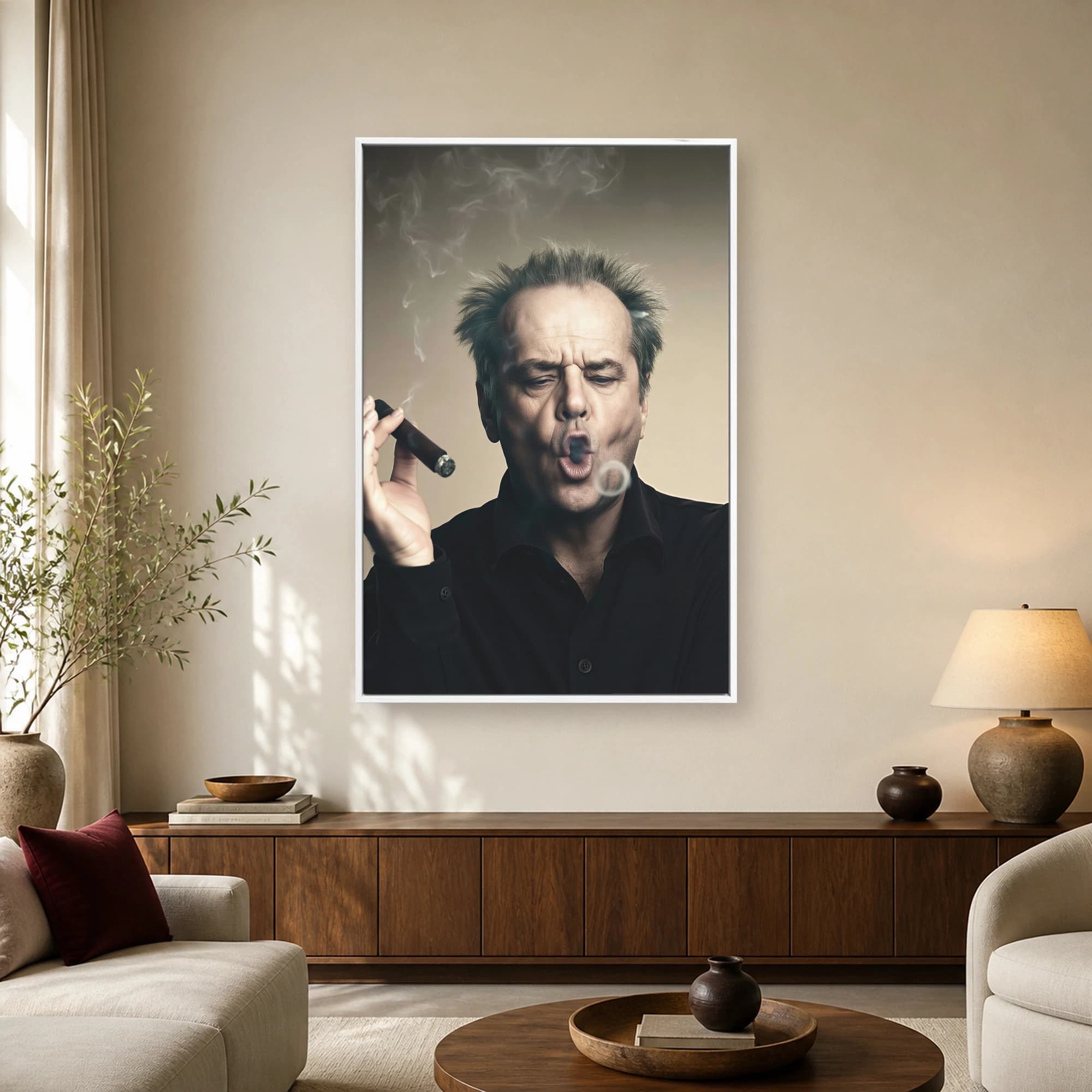 Jack Nicholson Cigar Smoke Ring Canvas Print, view 2