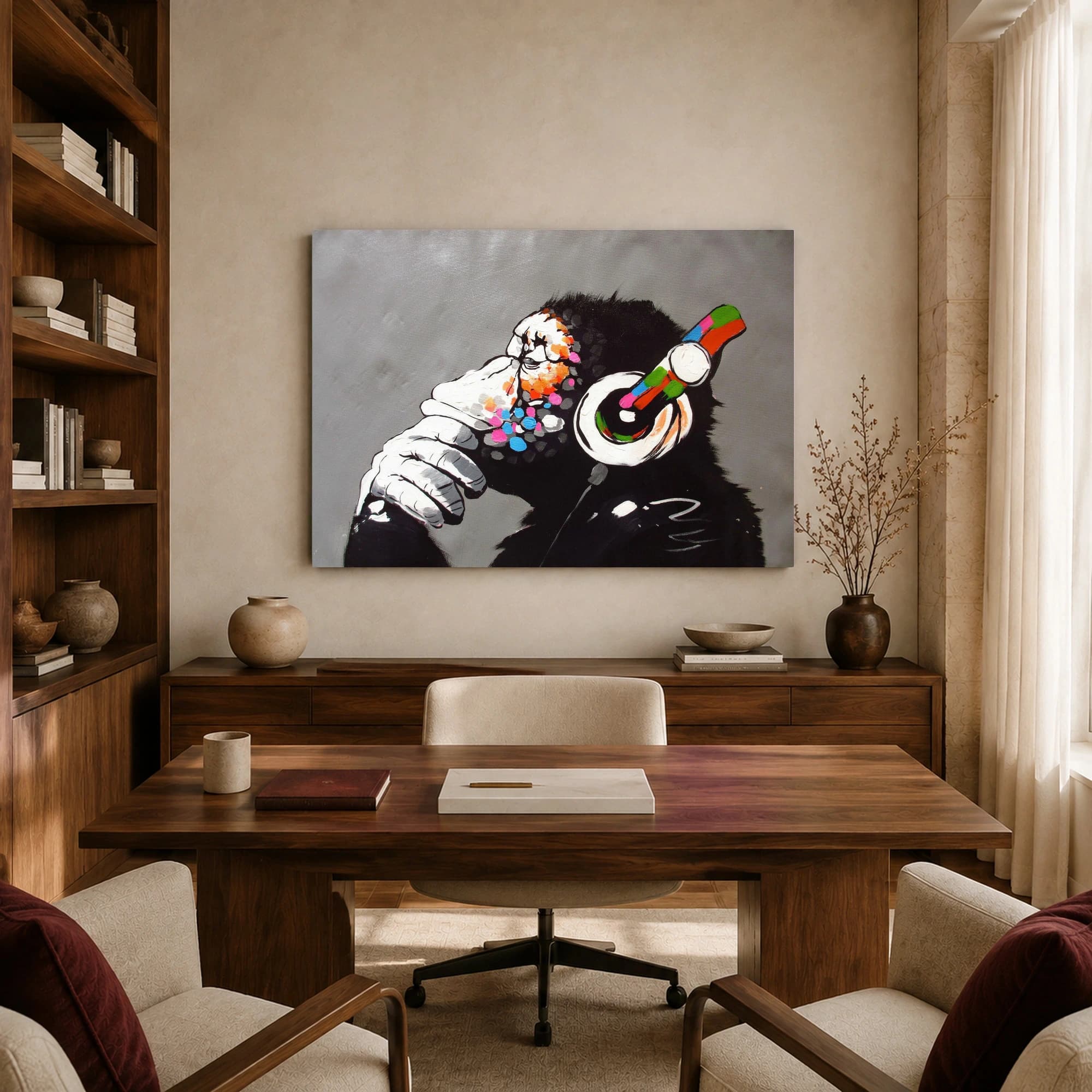 DJ Ape Canvas Print with Colorful Headphones, view 8