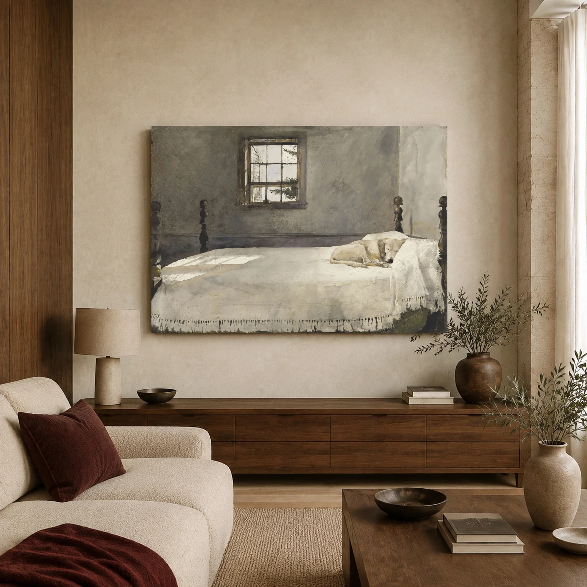A Good Dog Sleeping in Morning Light Fine Art Print, view 3