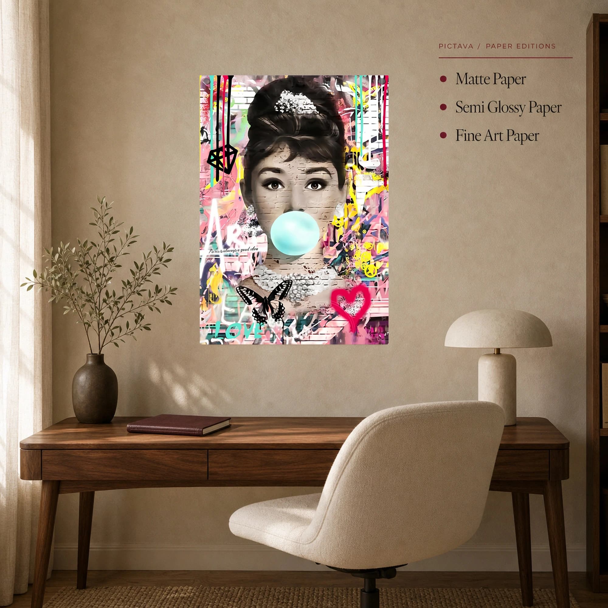 Audrey Bubblegum Pop Art Canvas Print, view 7