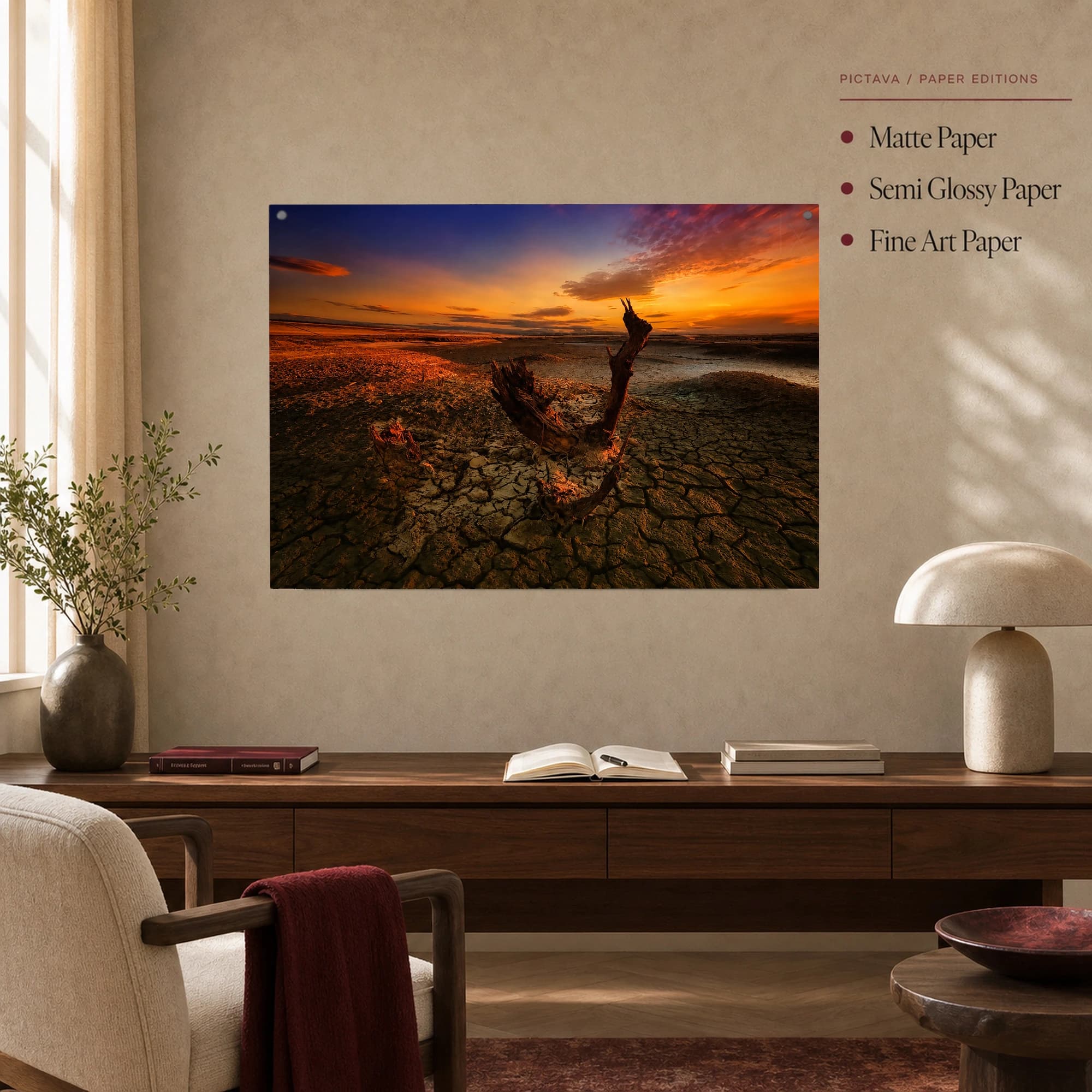Cracked Earth Sunset Wasteland Canvas Print, view 4