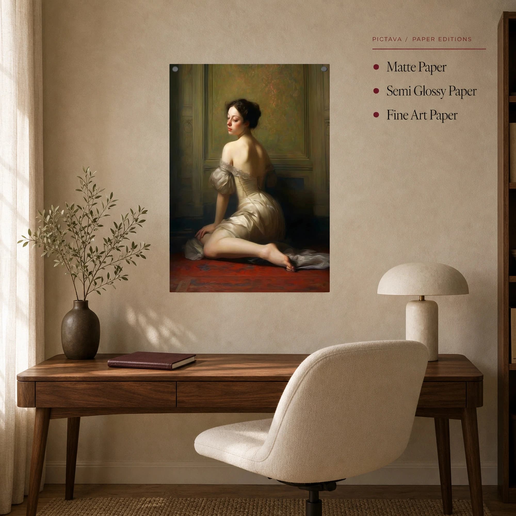 Elegance in Repose Neoclassical Portrait Canvas Print, view 8