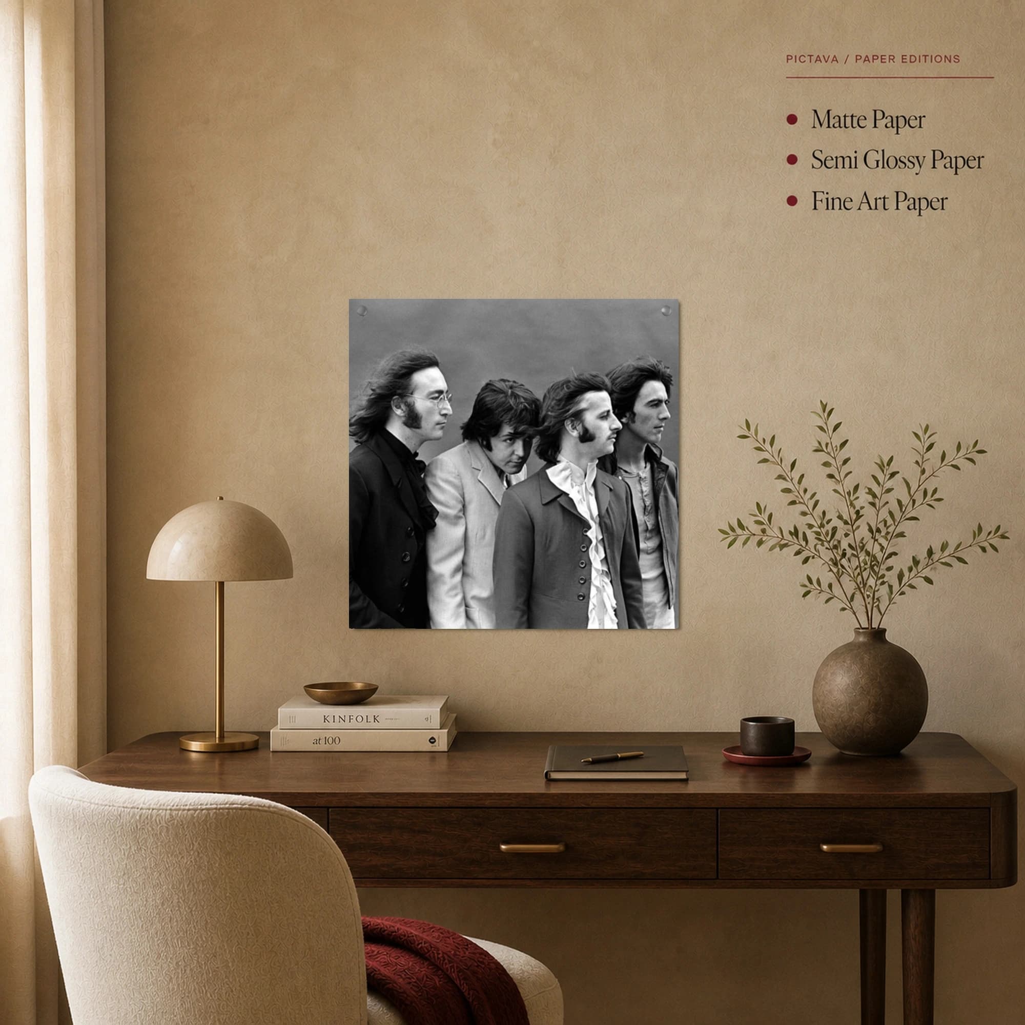 The Beatles Classic Black and White Portrait Wall Art, view 2