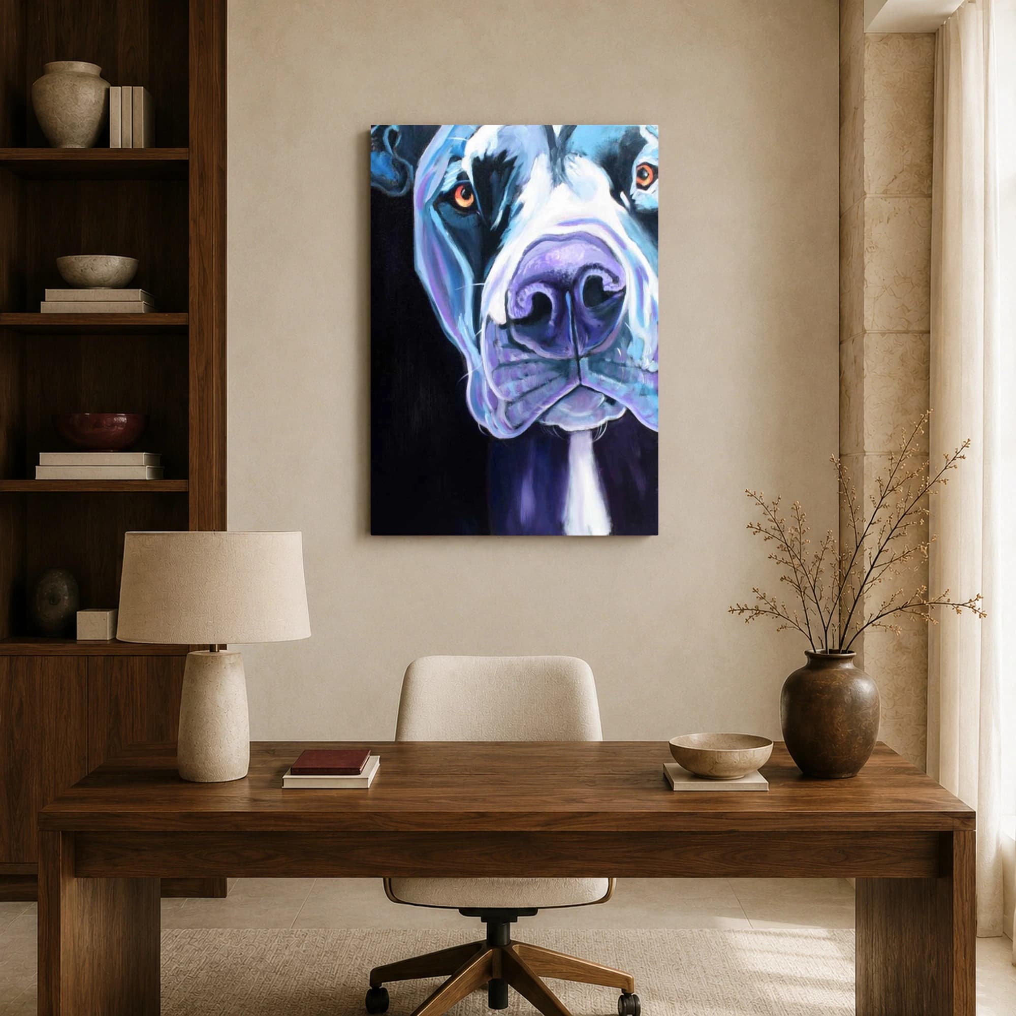 Vibrant Canine Portrait Close-Up Canvas Art, view 8