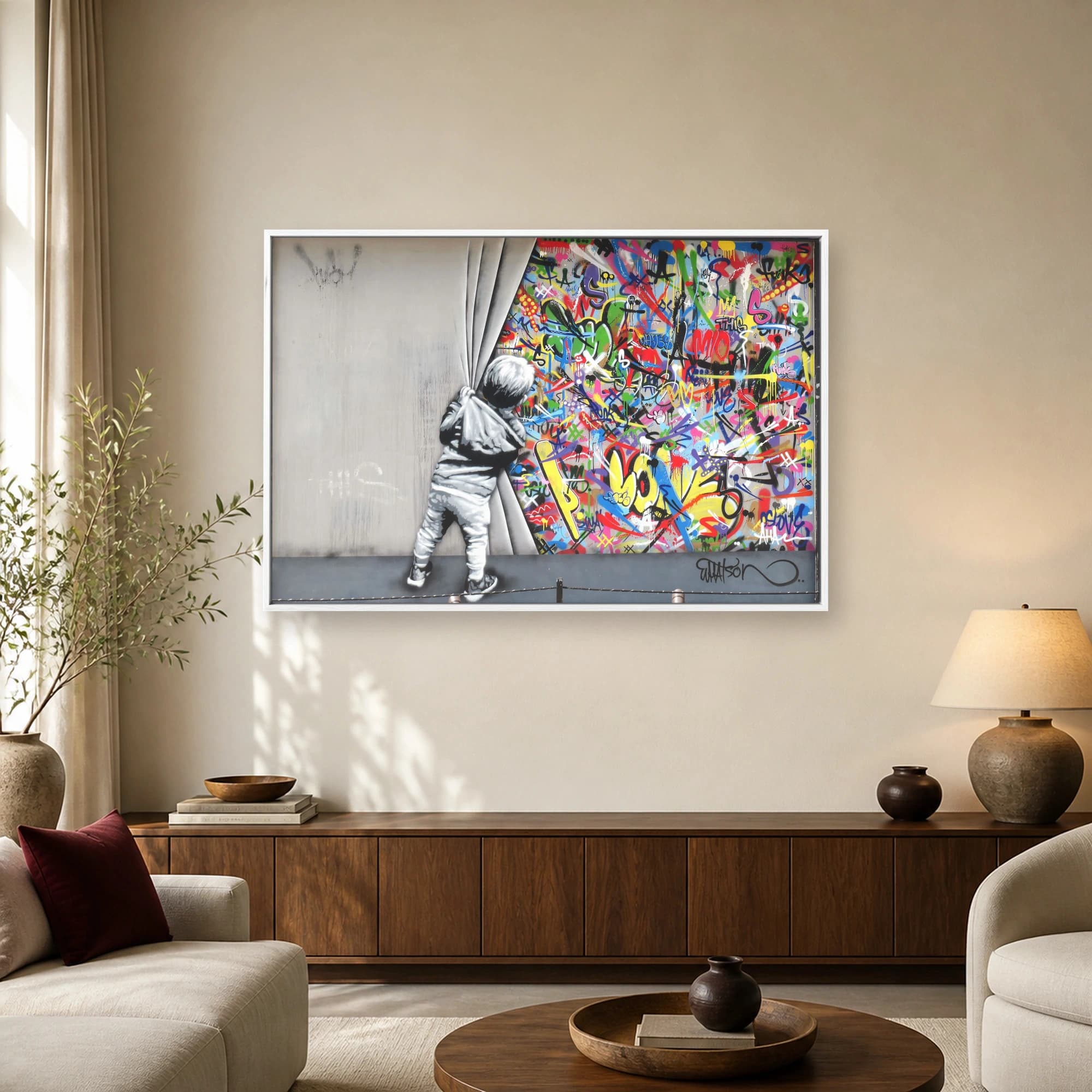 Peeling Back the Chaos Street Art Canvas Print, view 2