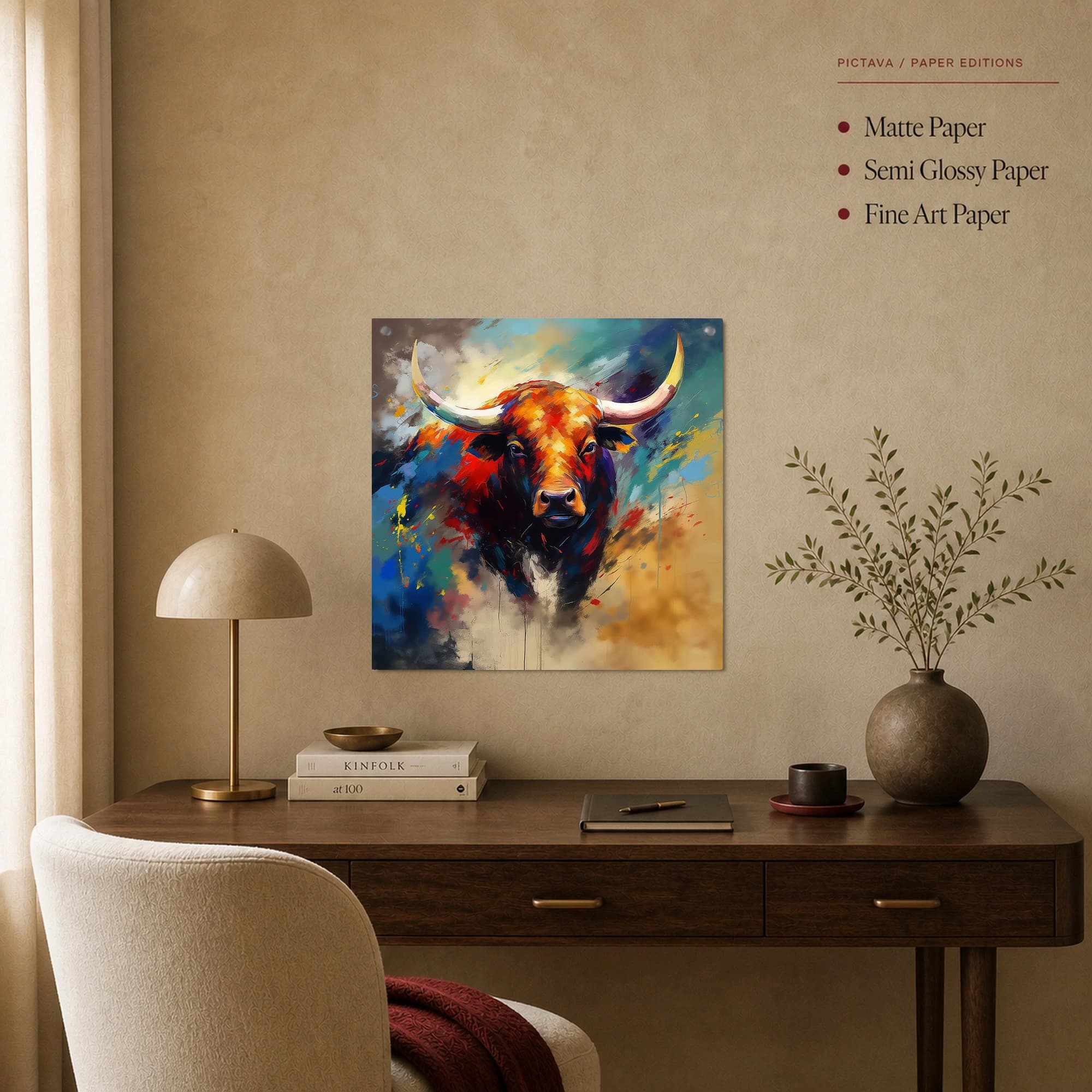 Fierce Vigor Abstract Bull Canvas Print, view 2