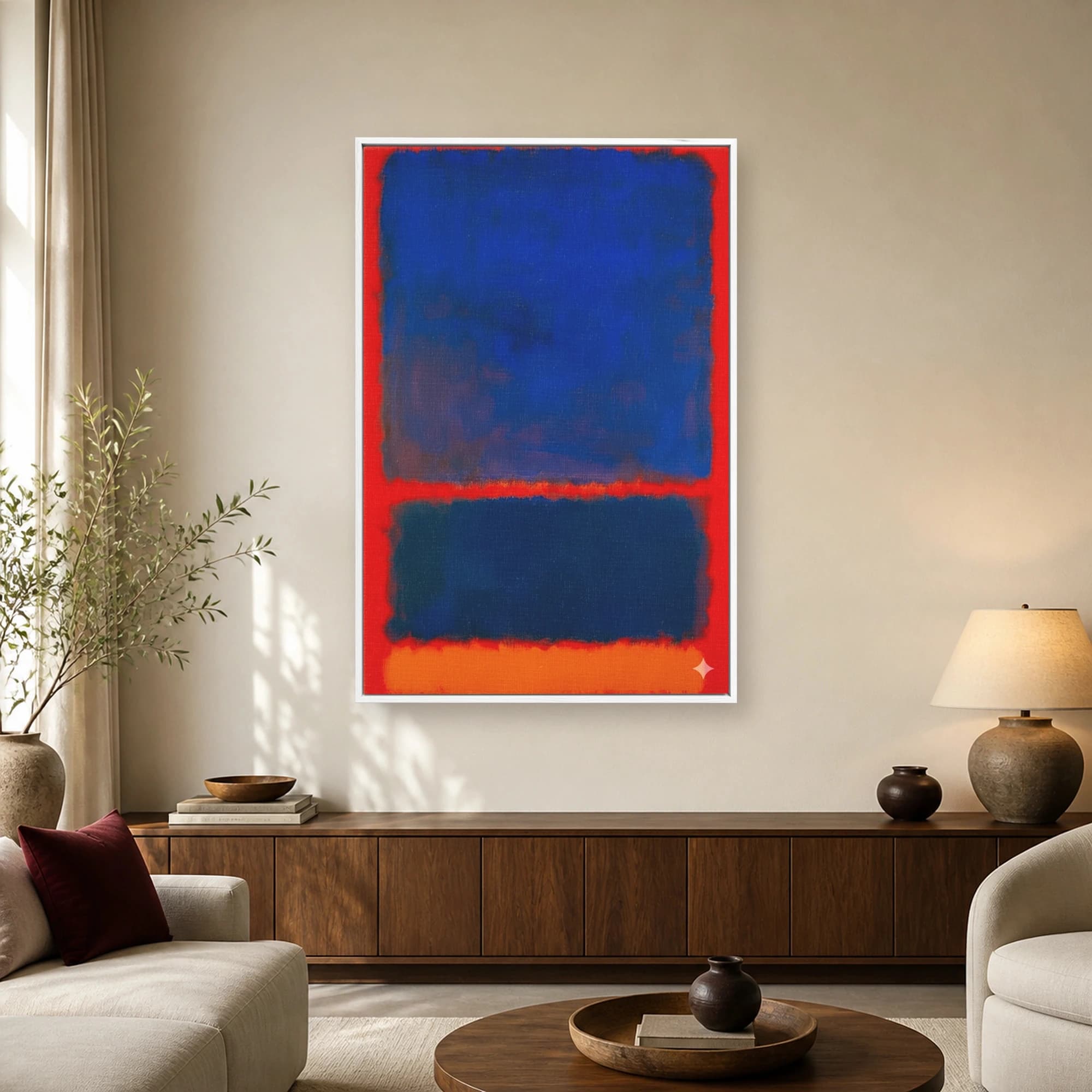 Abstract Blue and Red Color Field Canvas Print, view 2