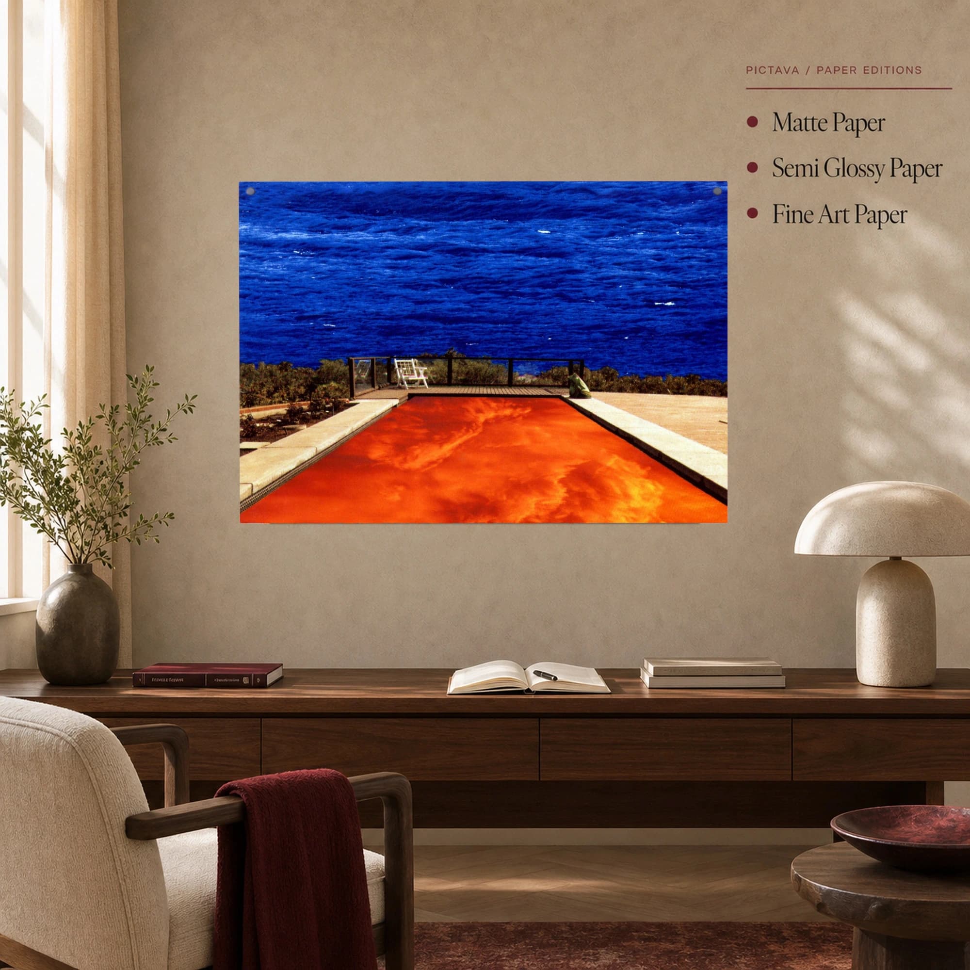 Surreal Ocean and Fiery Pool Coastal Wall Art, view 4