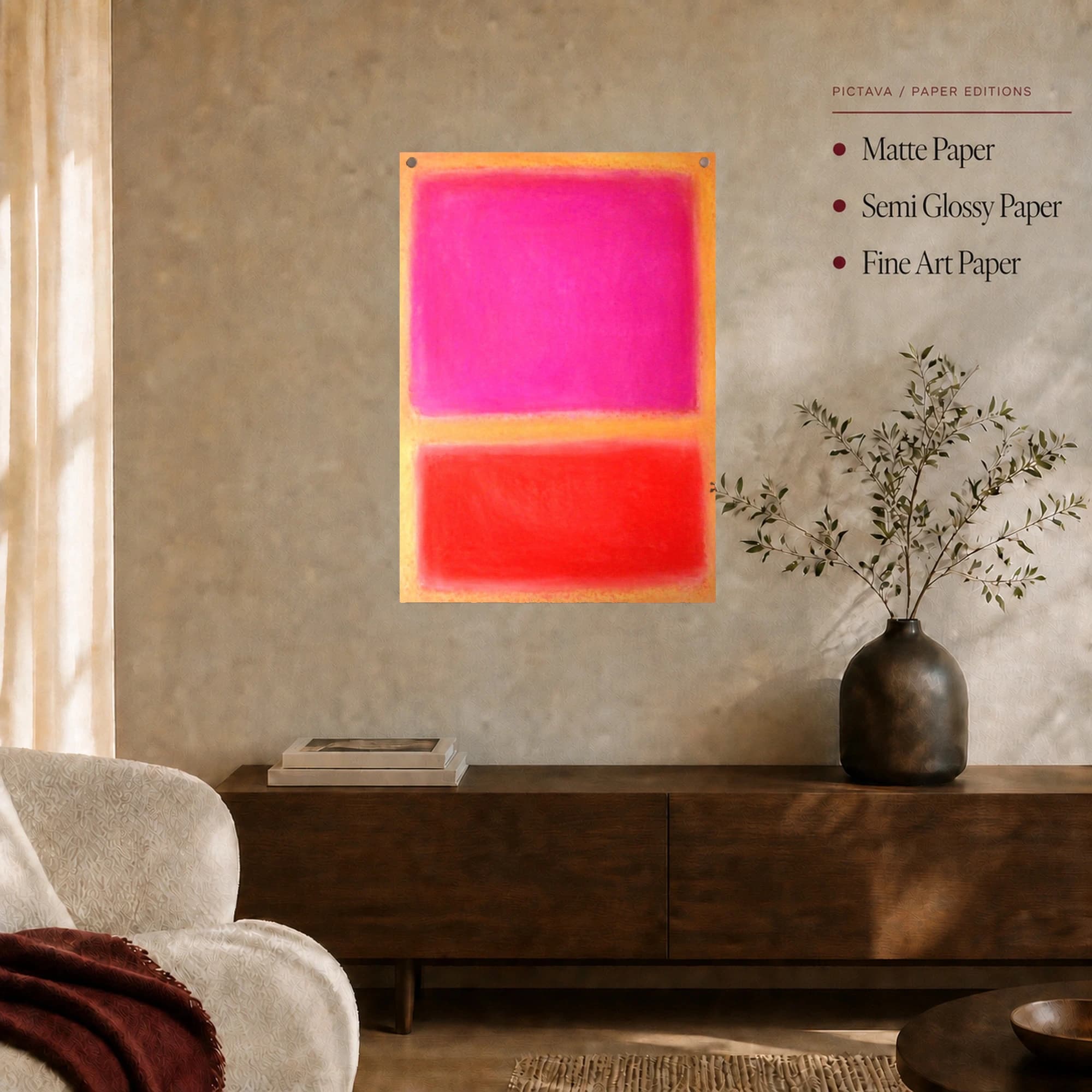 Abstract Pink and Orange Color Field Canvas Print, view 6