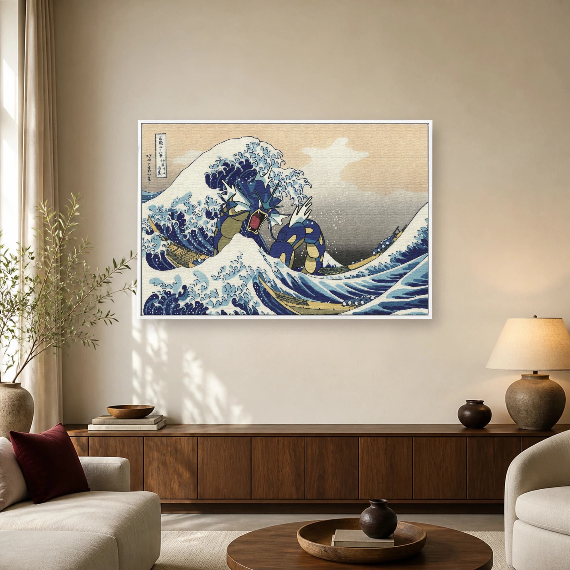 The Great Wave off Gyarados Japanese Woodblock Canvas Print, view 2