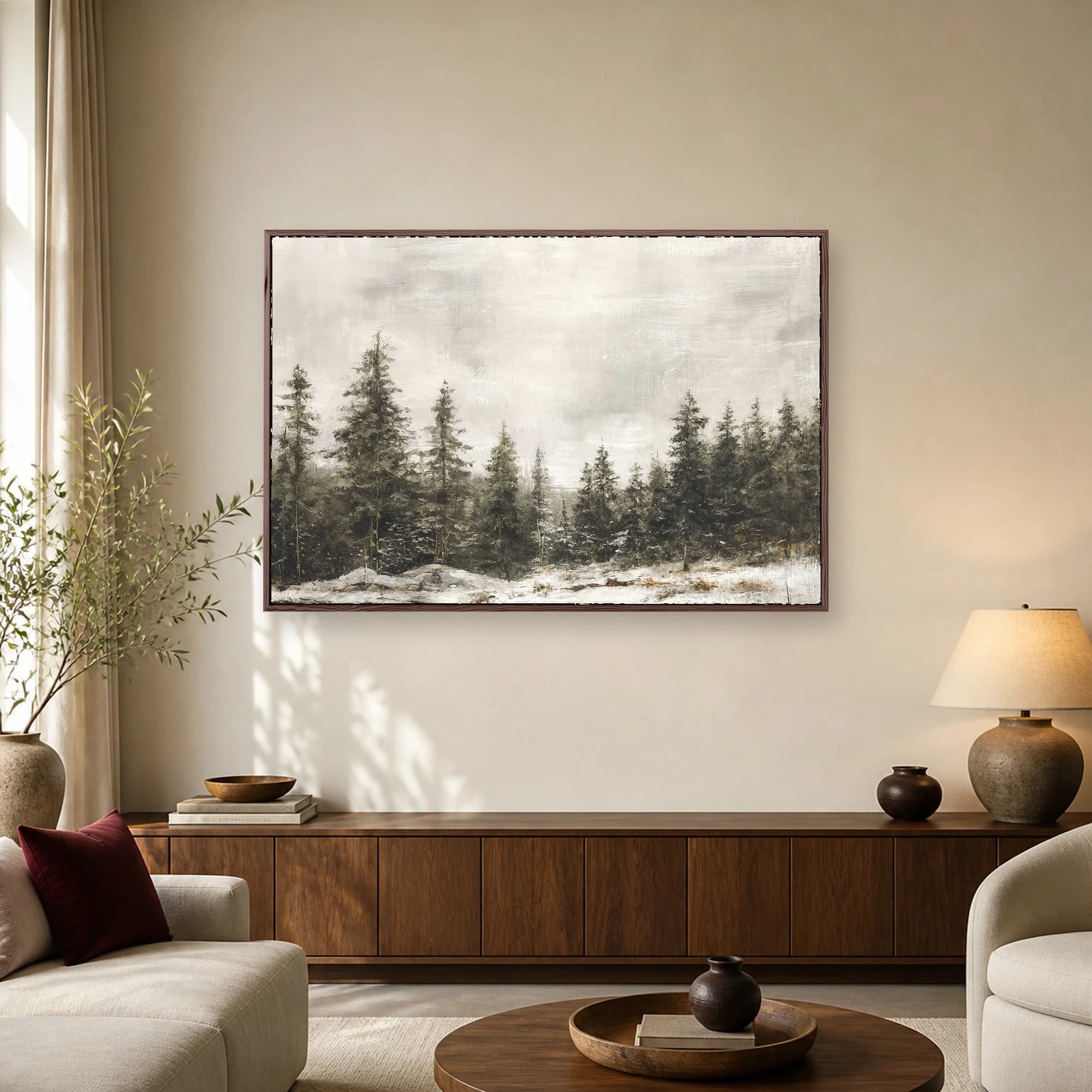Winter Pine Forest Landscape Canvas Print, view 2