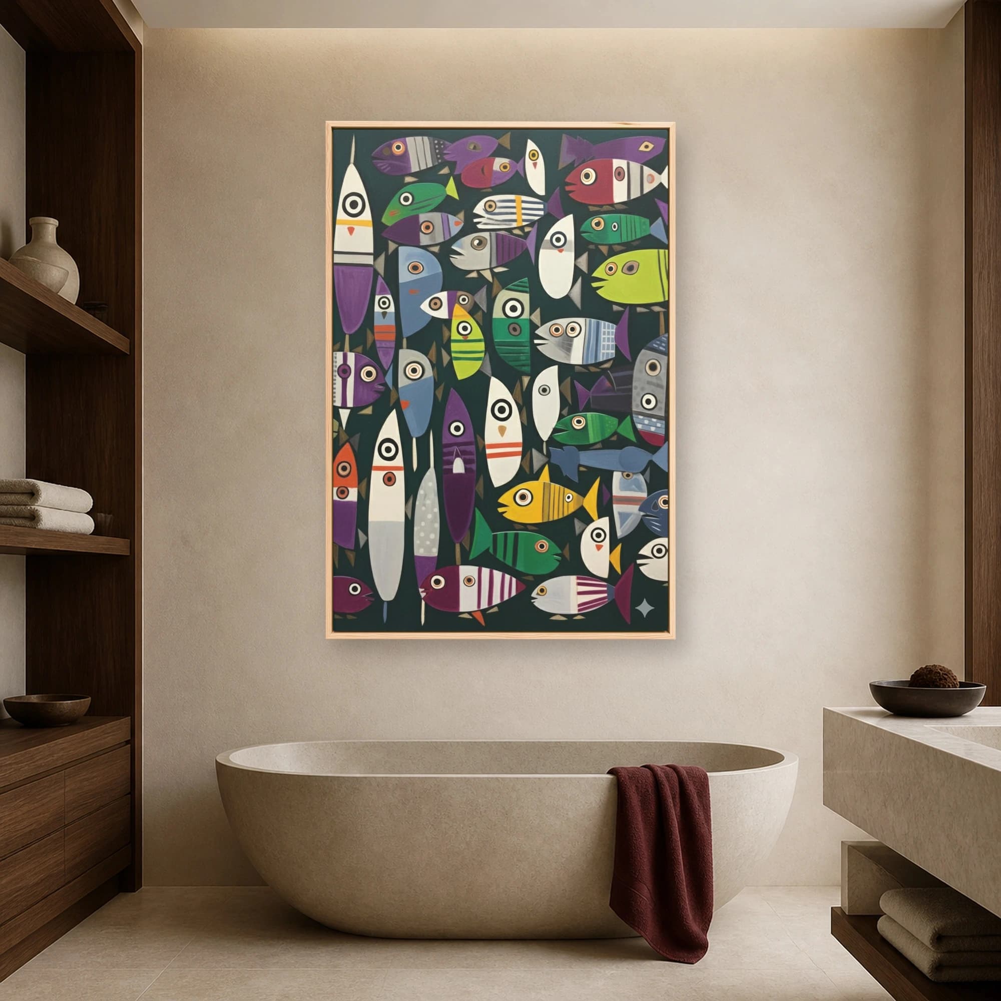 School of Abstract Fish Modern Whimsical Wall Art, view 6