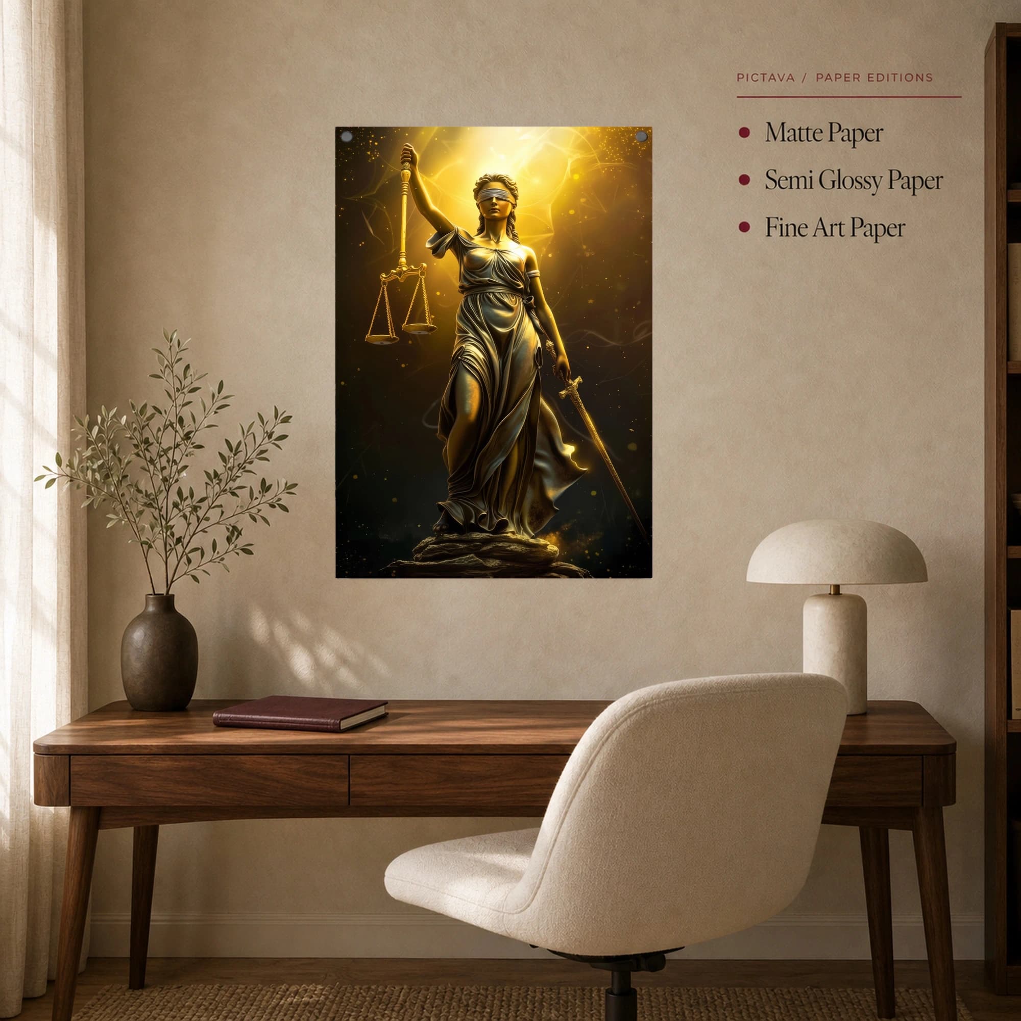 Golden Scales of Justice Lady Justice Wall Art, view 8