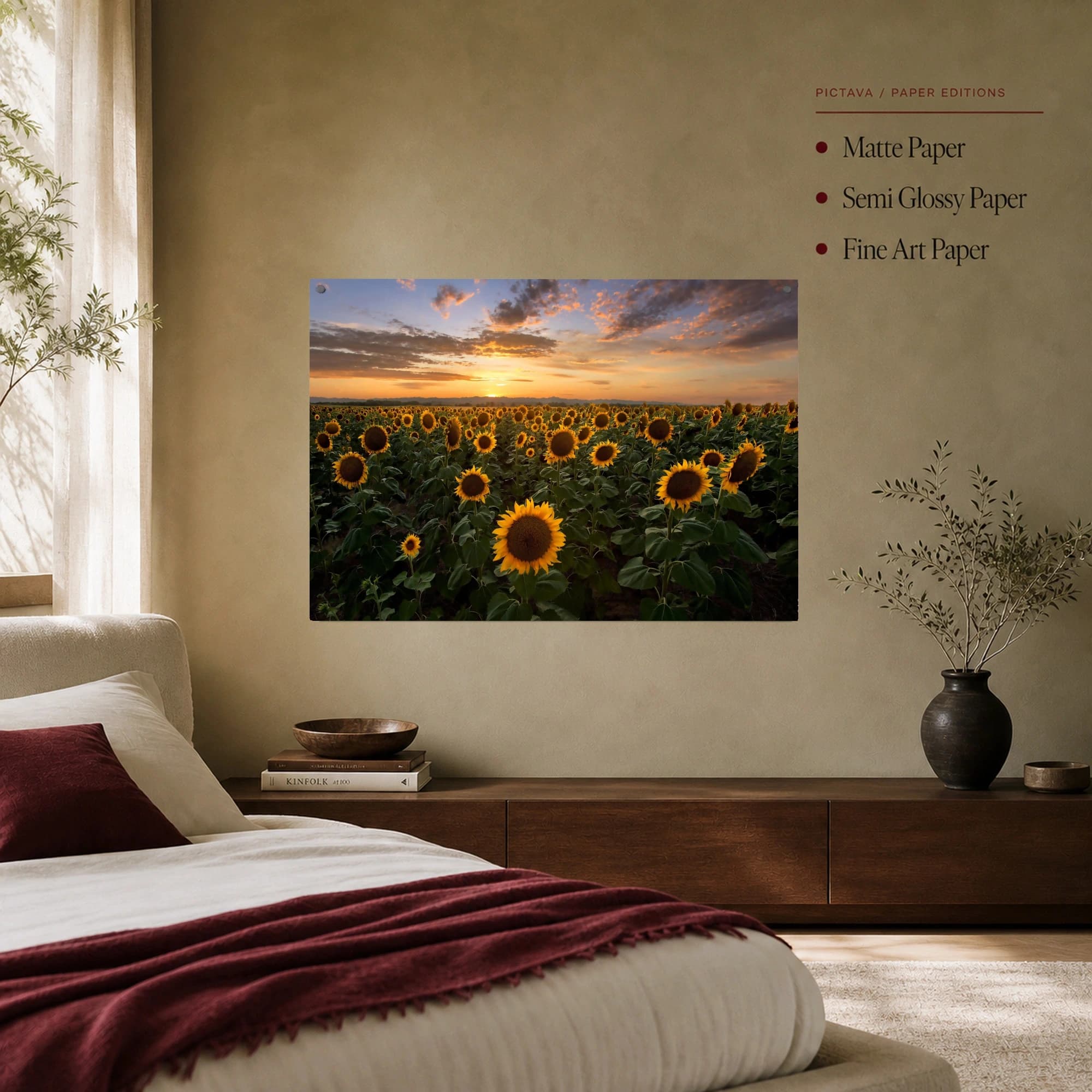 Golden Sunset Over Sunflower Field Canvas Print, view 7