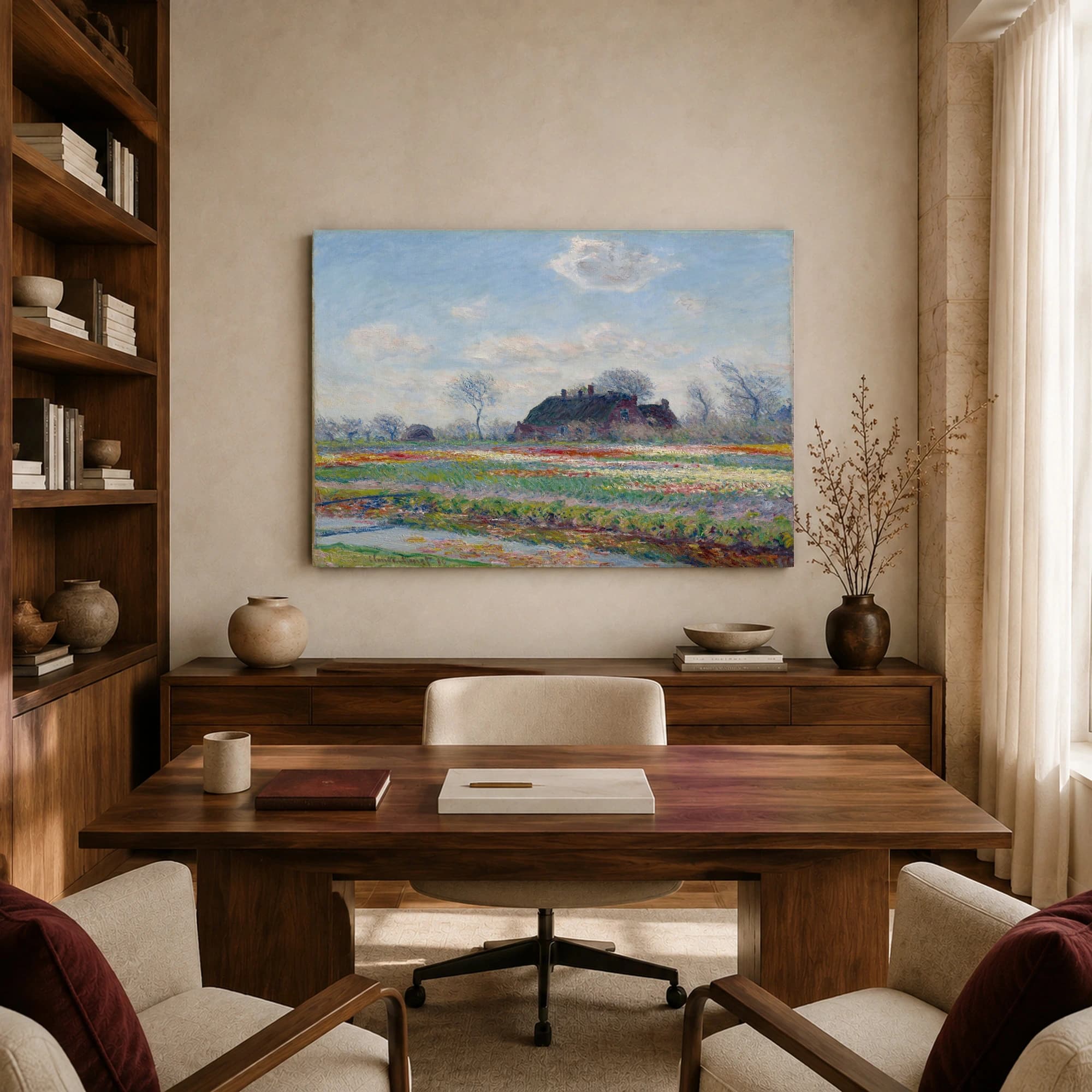 Tulip Fields at Sassenheim Impressionist Landscape Canvas Print, view 8