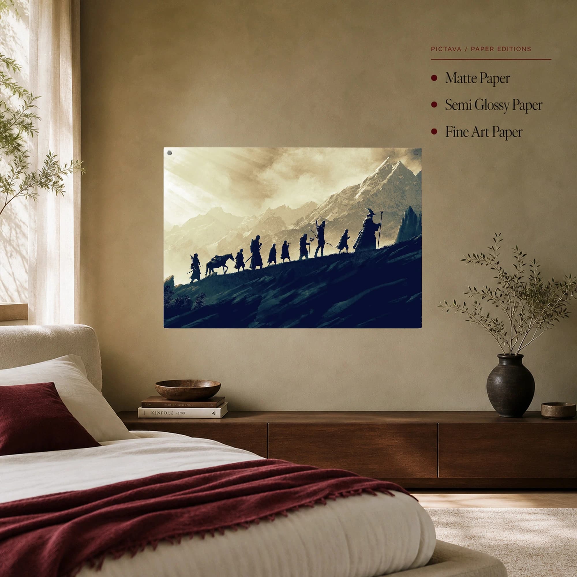 Journey of the Fellowship Epic Fantasy Mountain Landscape Wall Art, view 8