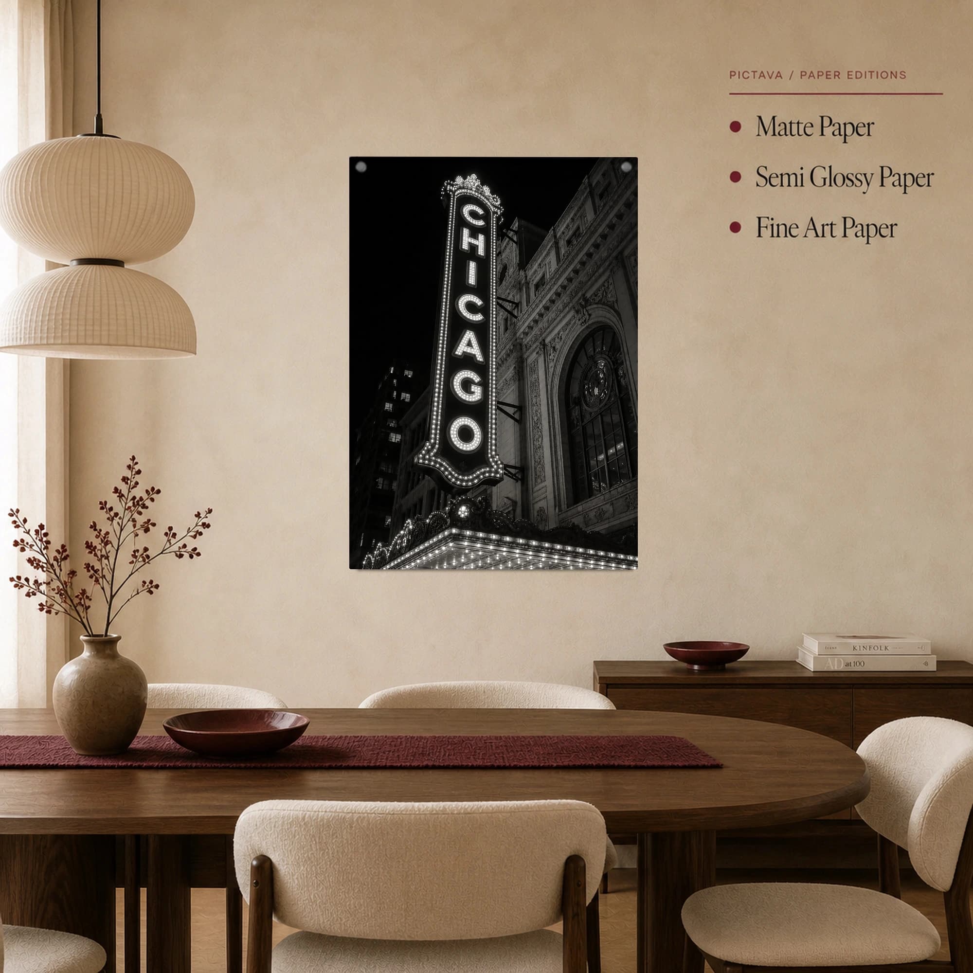 Chicago Theatre Marquee Black and White Wall Art, view 3