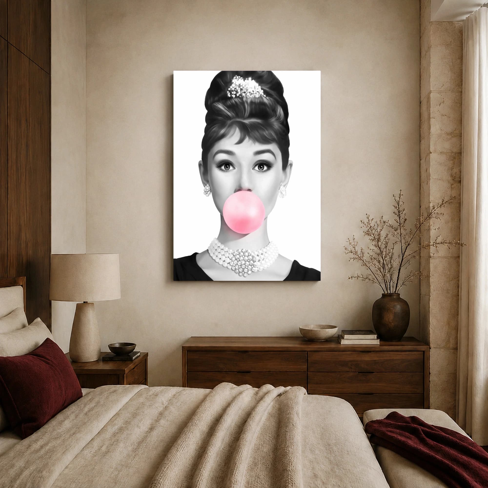 Audrey Hepburn Bubblegum Wall Art Print - Pop Art Canvas, view 7