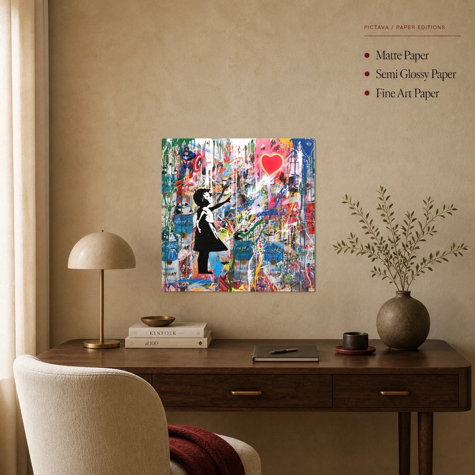 Urban Street Art Canvas Print with Heart Balloon, view 3