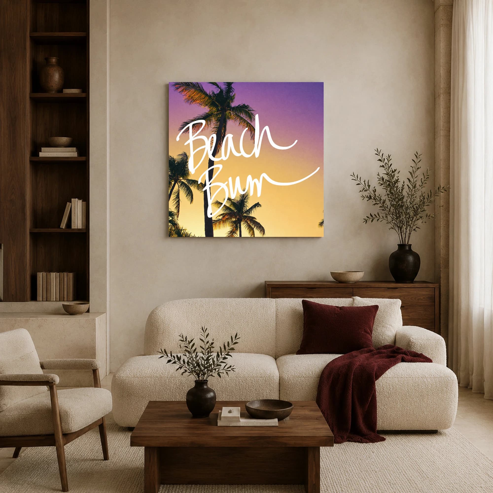 Beach Bum Tropical Sunset Typography Canvas Print, view 2