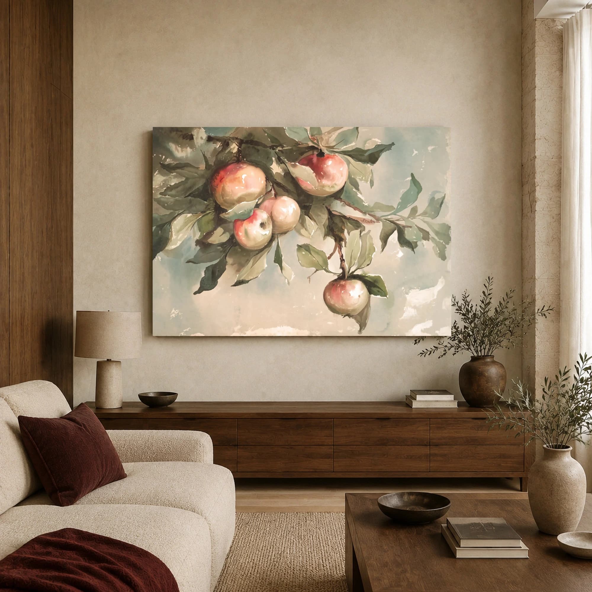 Vintage Apple Branch Watercolor Print, view 3