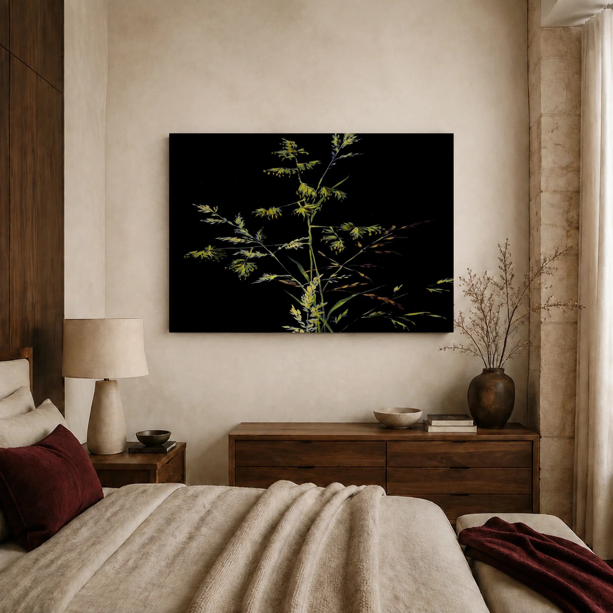 Nocturnal Botanical Grasses Canvas Art, view 8
