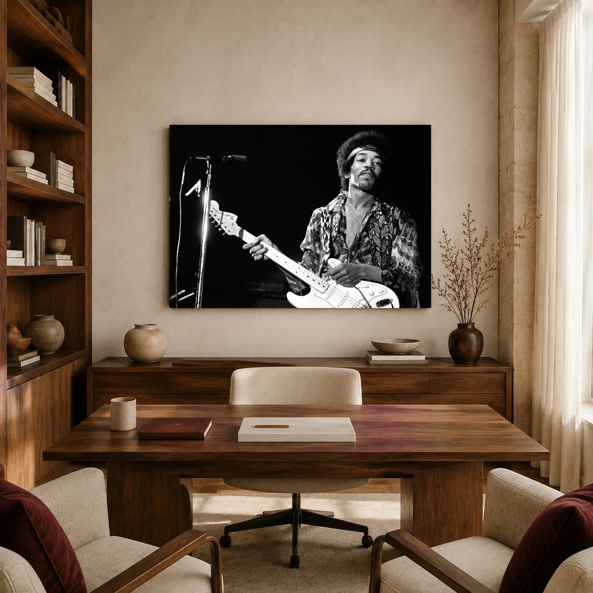 Jimi Hendrix Live Concert Black and White Wall Art, view 8