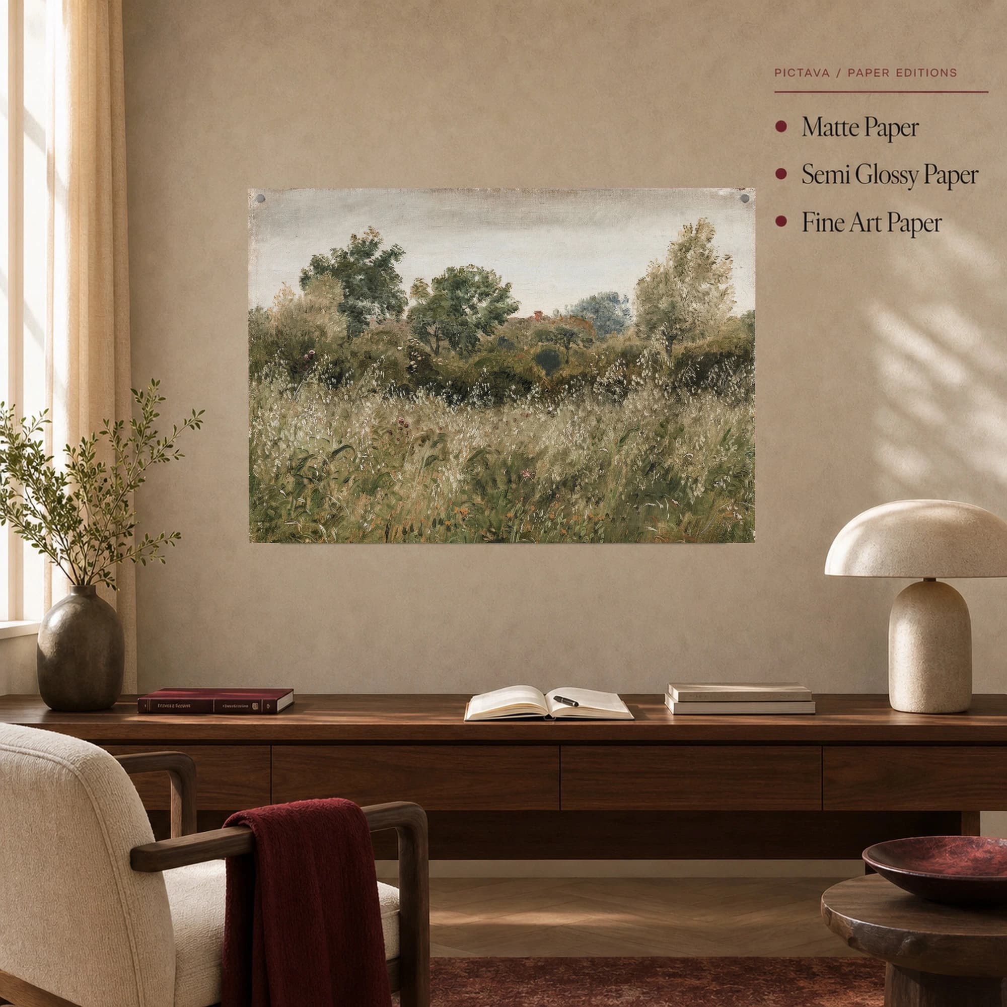 Impressionistic Meadow Landscape Canvas Print, view 5