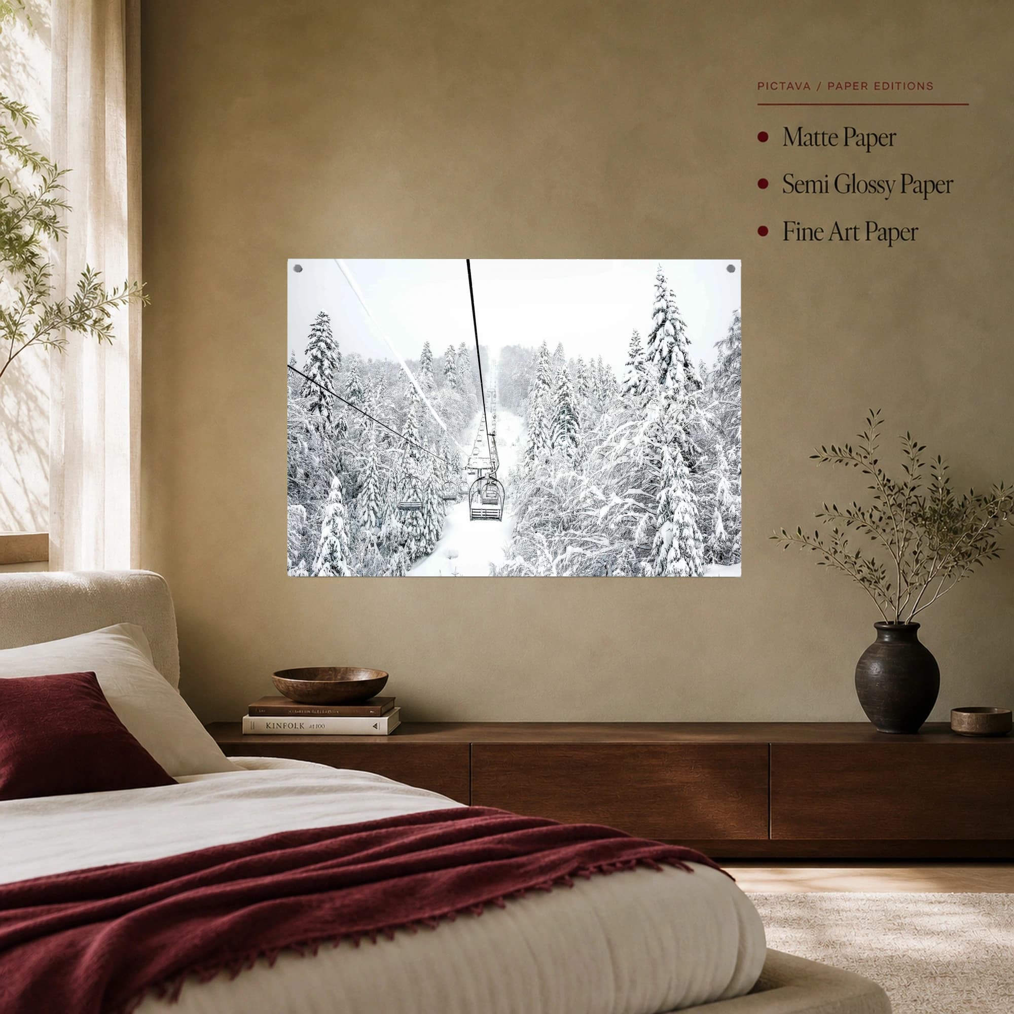 Winter Mountain Ski Lift Forest Wall Art, view 7