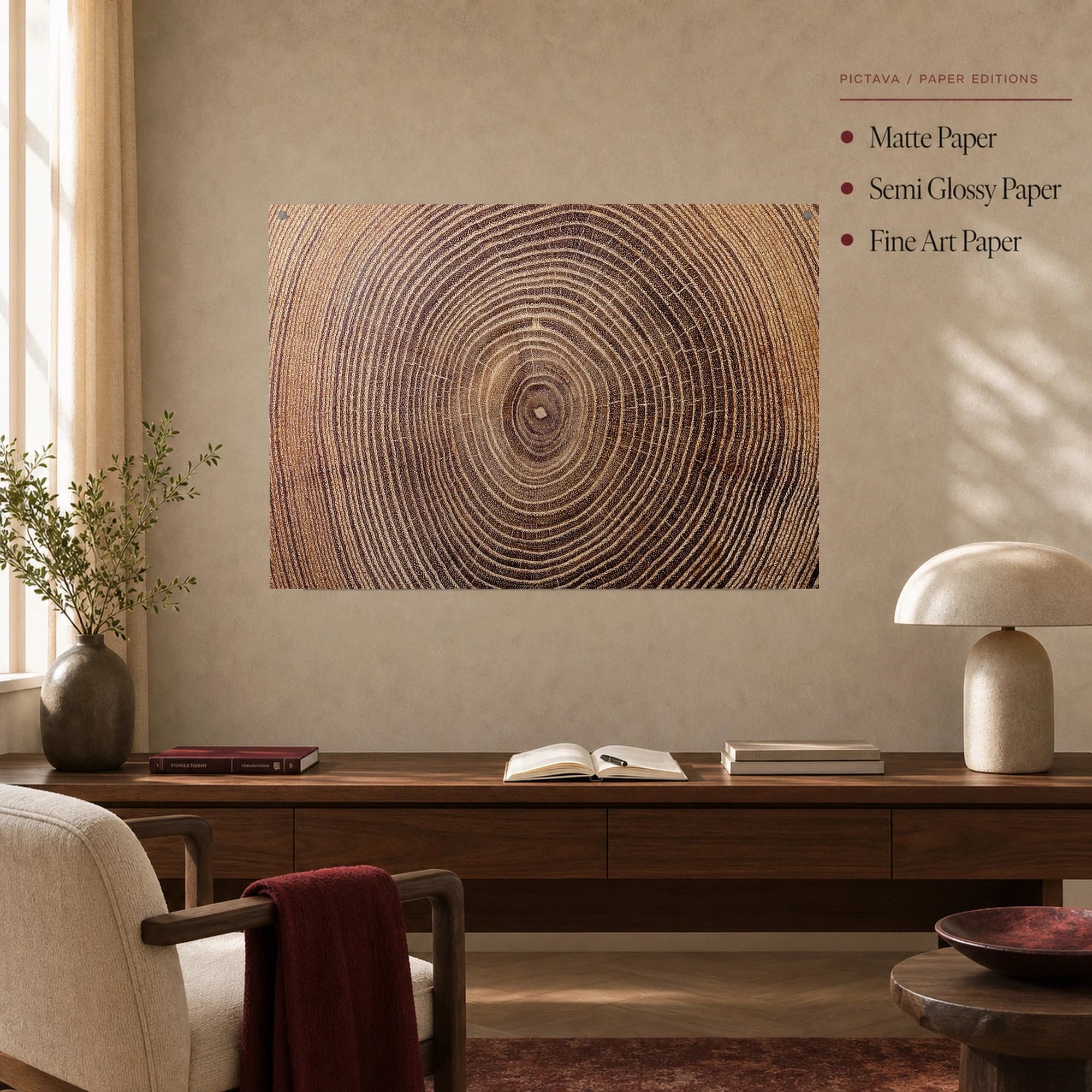 Wooden Growth Rings Natural Tree Cross-Section Wall Art, view 5