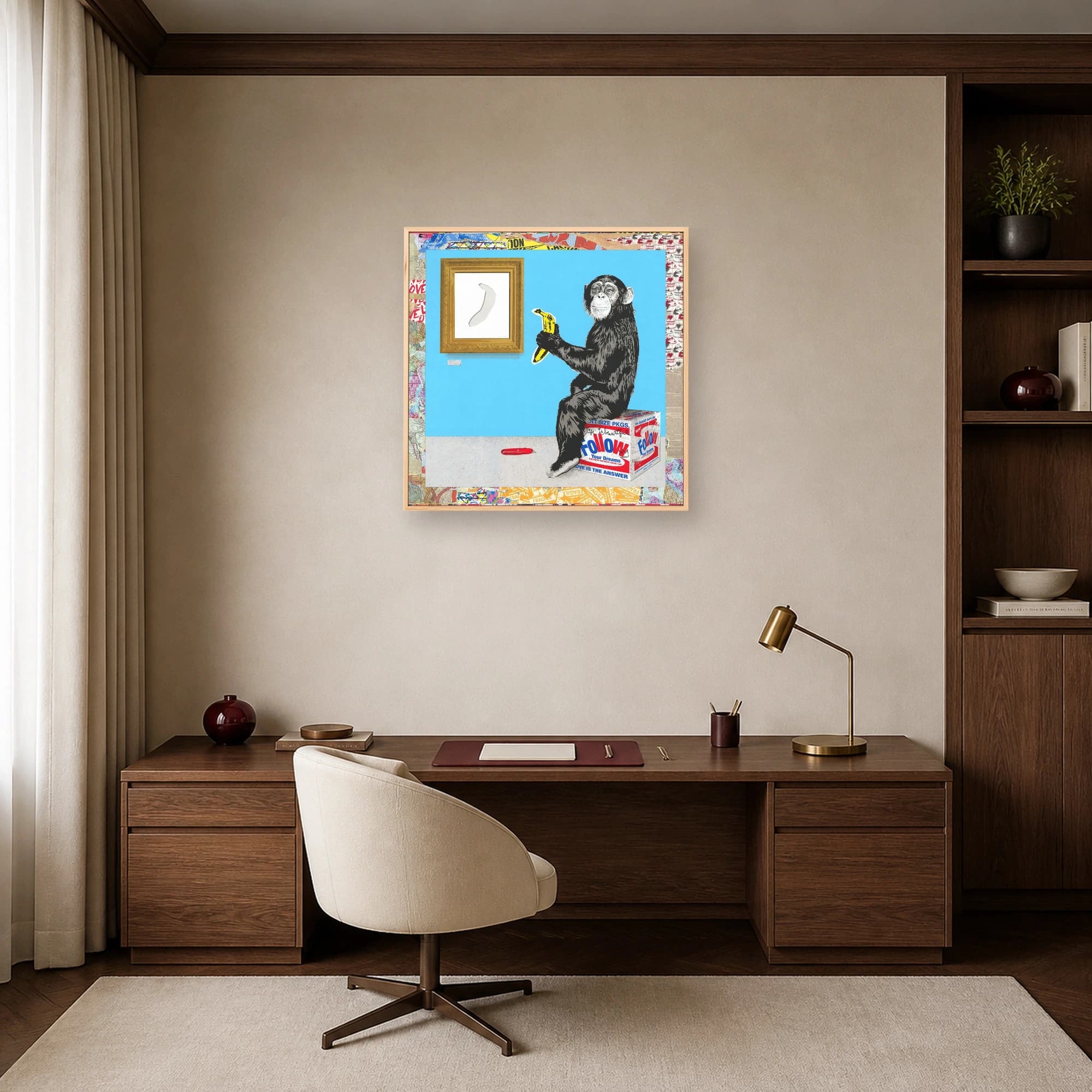 Pop Art Chimp with Banana Wall Art Print, view 7