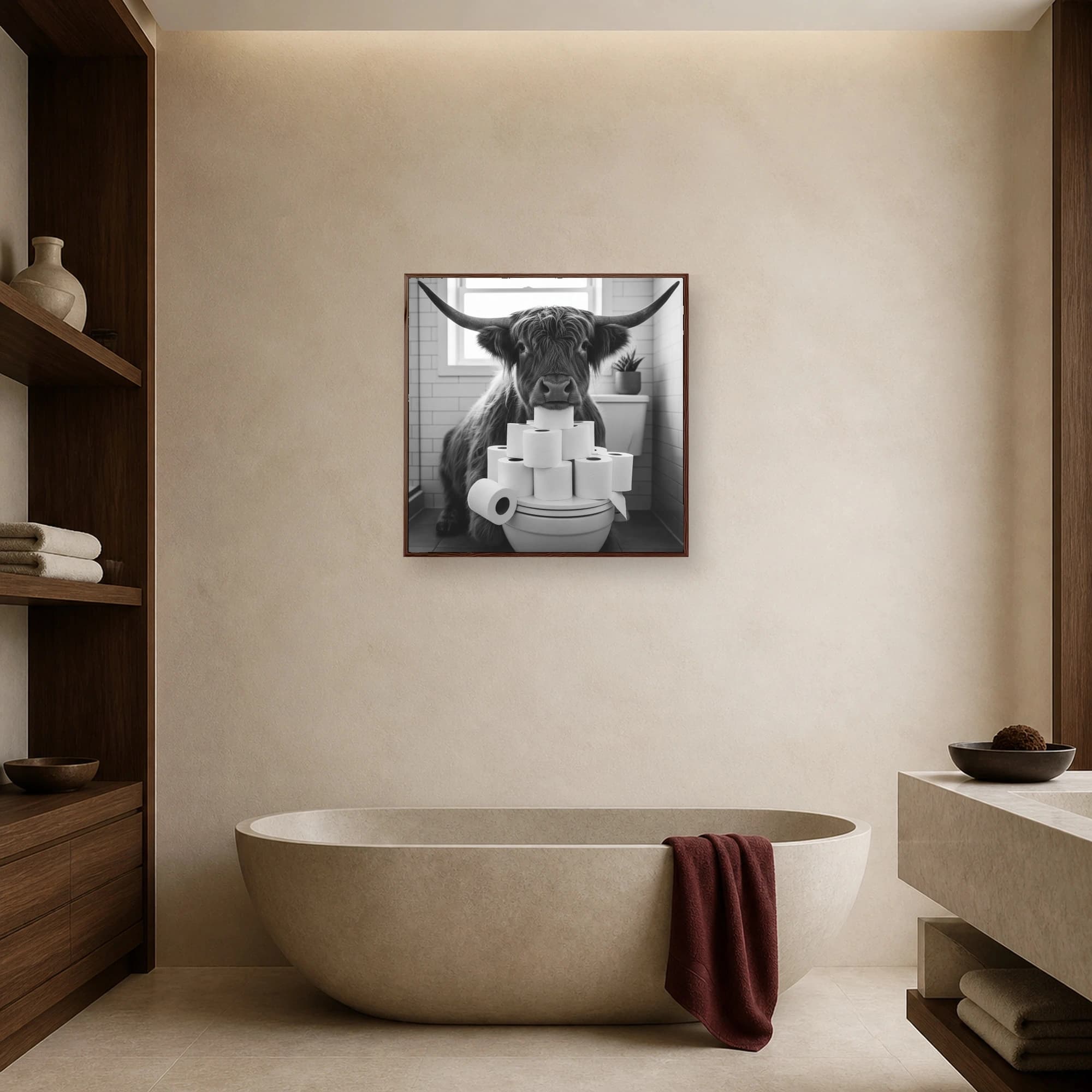 Highland Cow Bathroom Toilet Paper Funny Animal Print, view 6