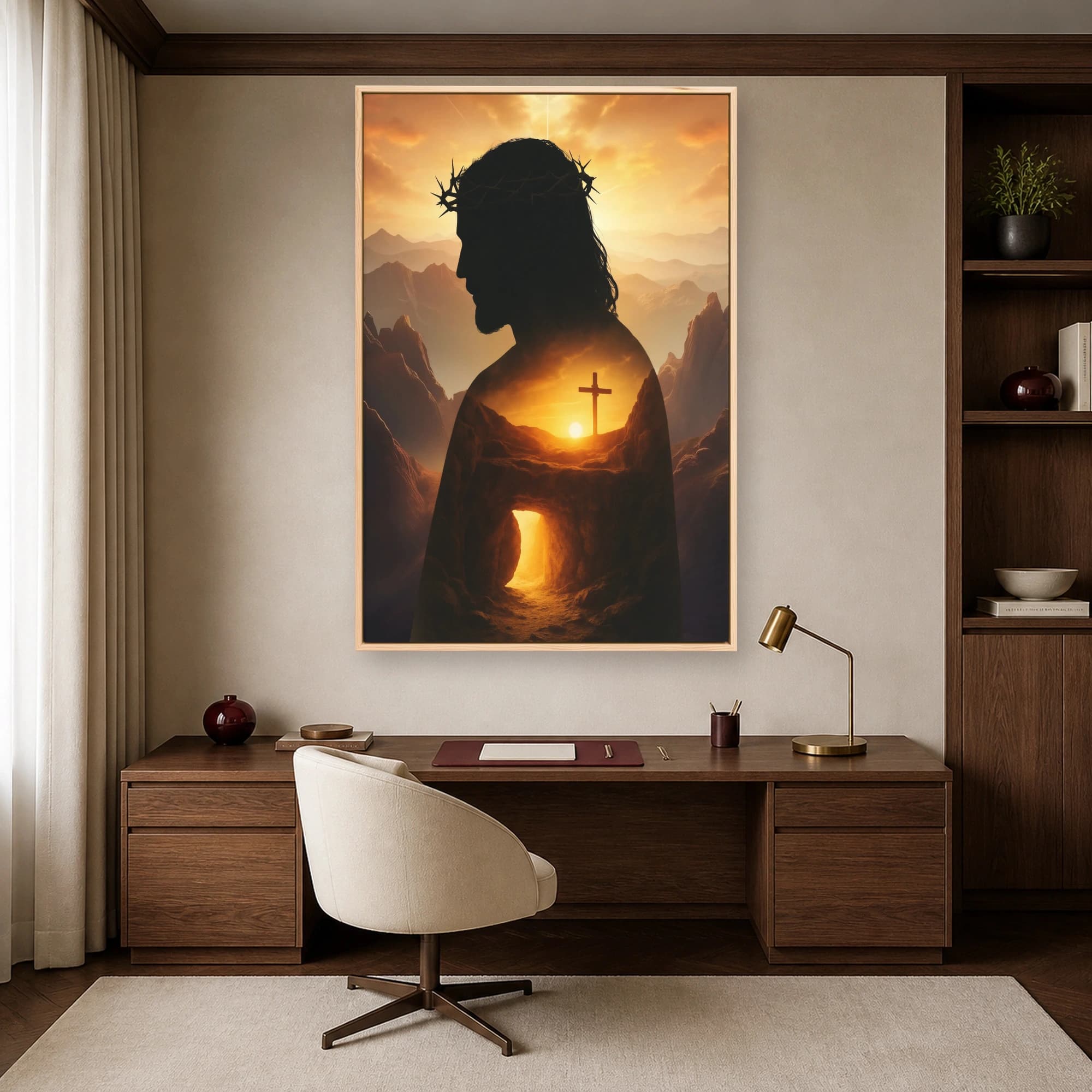 The Light of Redemption Jesus Cross Sunrise Canvas Print, view 5