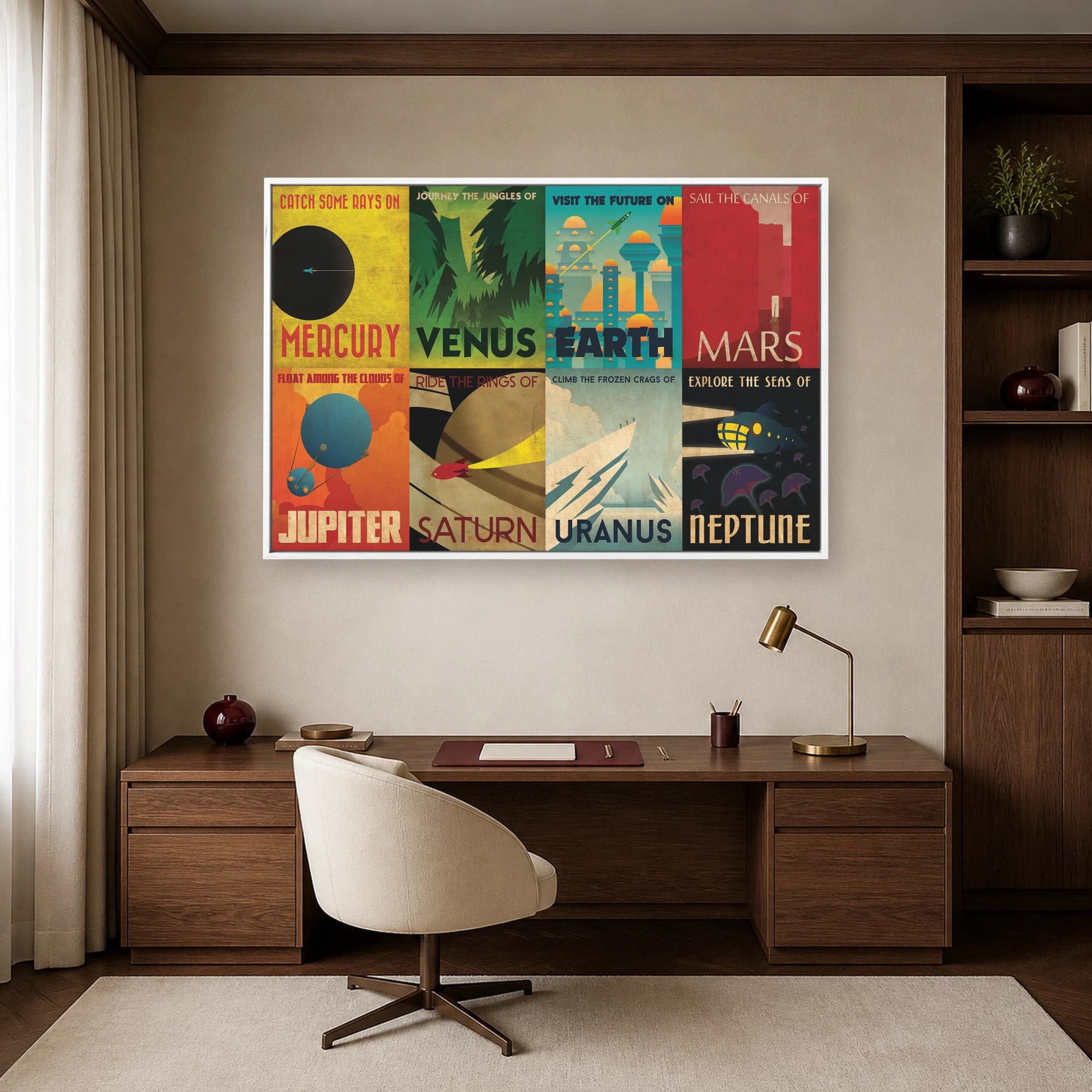 Solar System Vintage Travel Posters Sci-Fi Gallery Wall Art, view 4