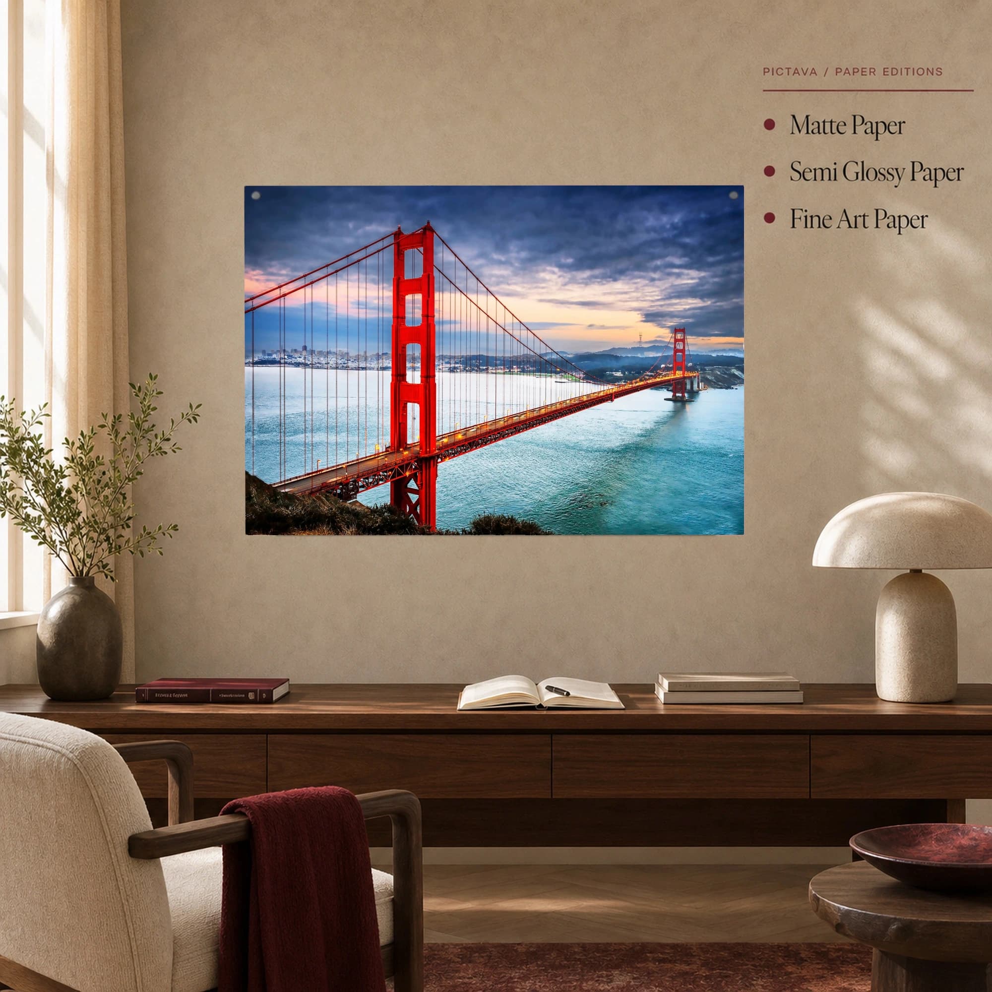 Golden Gate Bridge at Twilight Wall Art, view 5