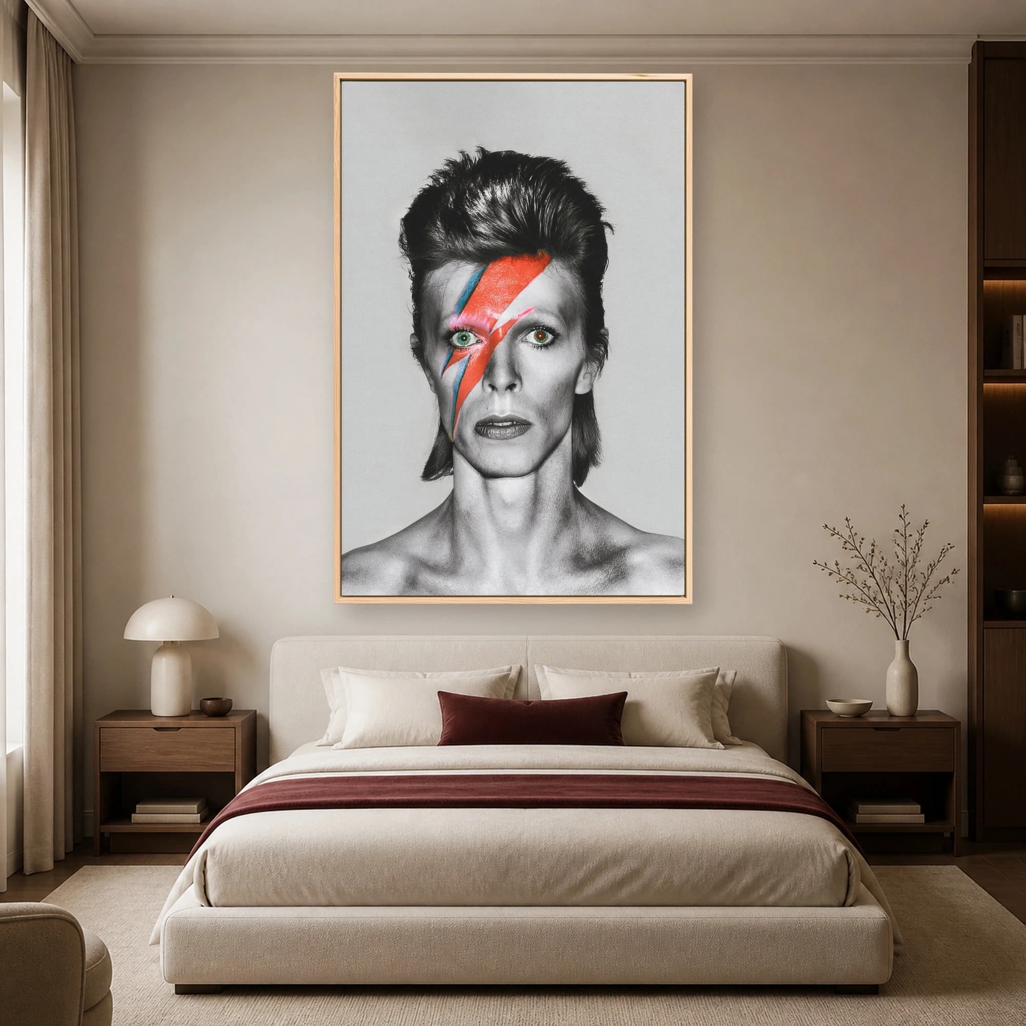 David Bowie Lightning Bolt Portrait Canvas Print, view 3