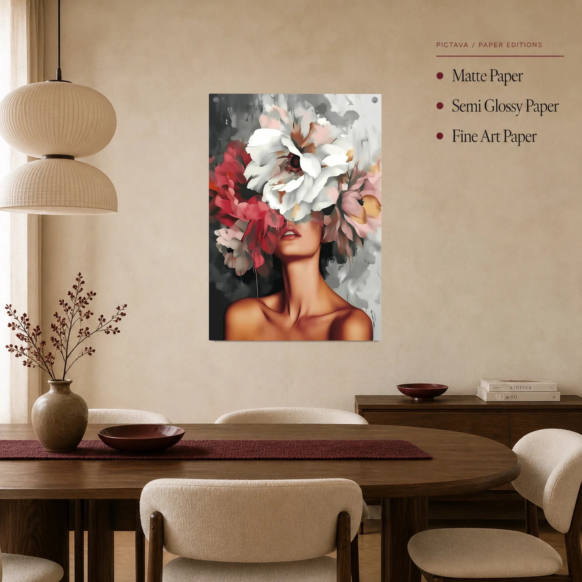 Floral Crown Portrait Surreal Canvas Print, view 2