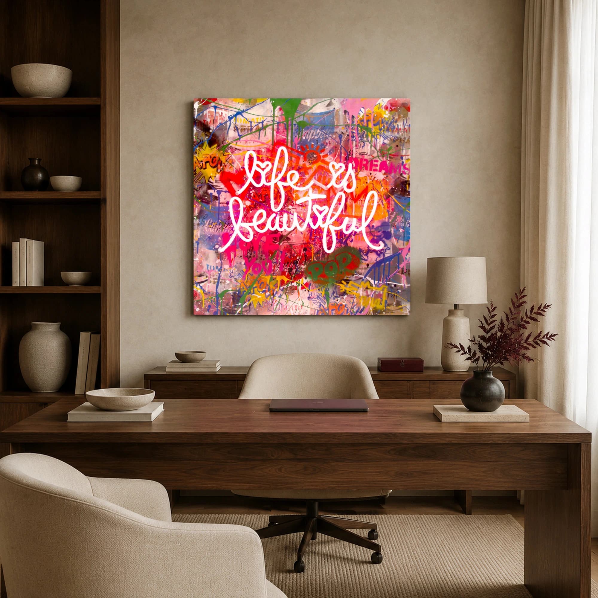 Life is Beautiful Street Art Canvas Print, view 4
