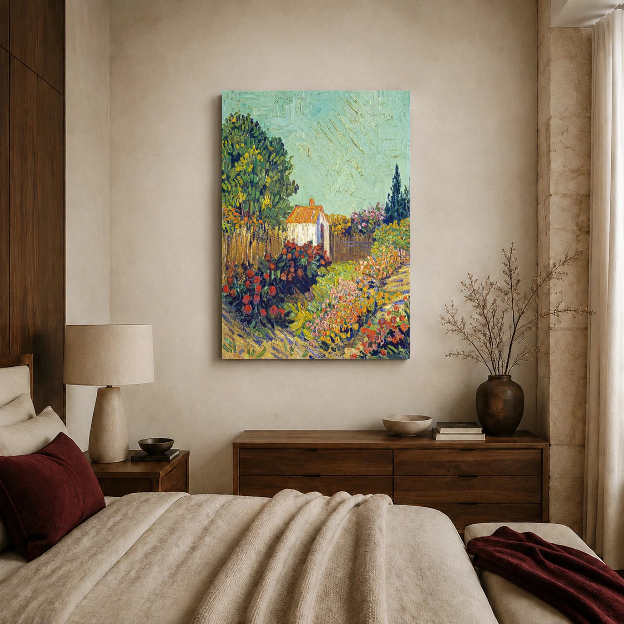 Post-Impressionist Garden Cottage Landscape Wall Art, view 8