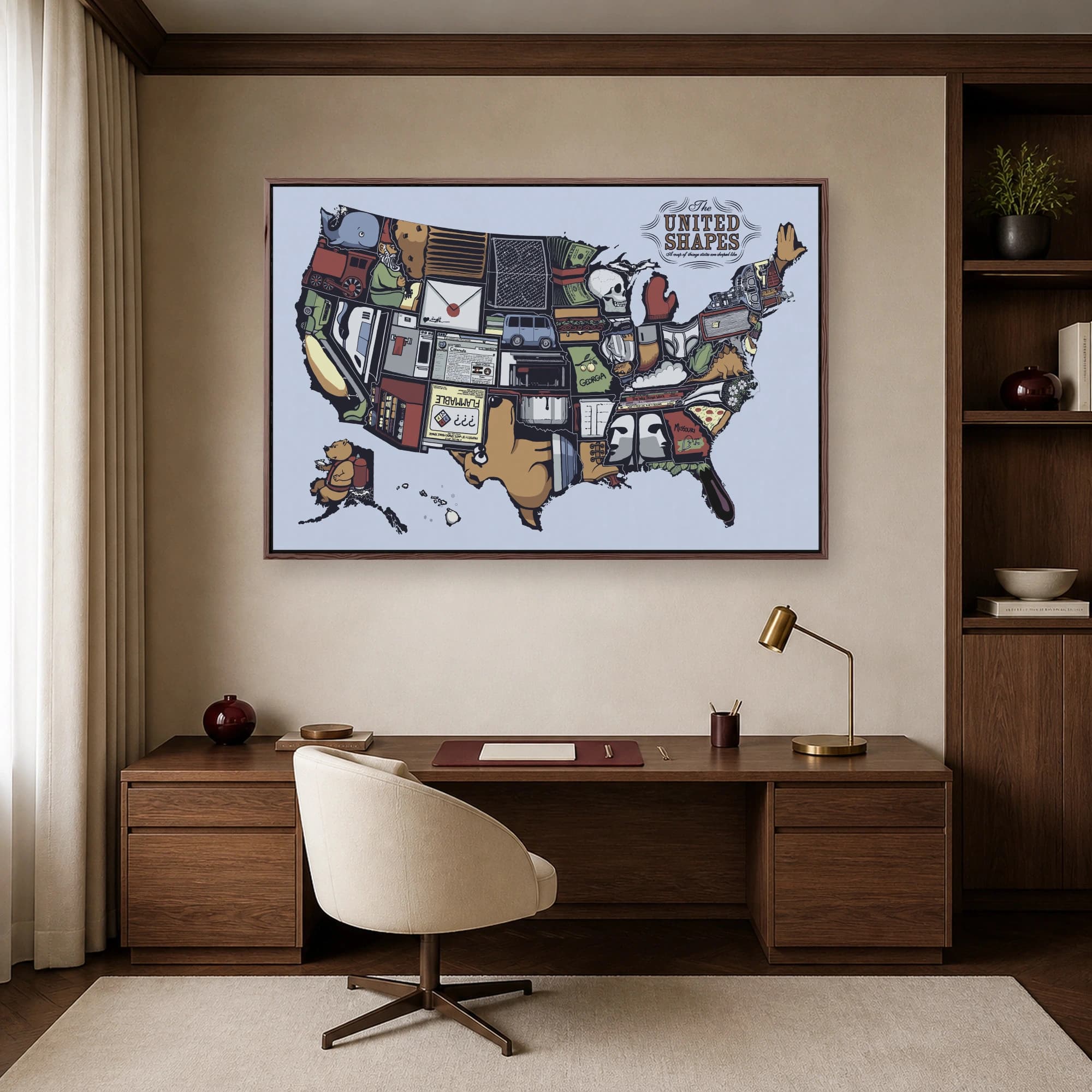 The United Shapes Whimsical Map Art Print, view 6
