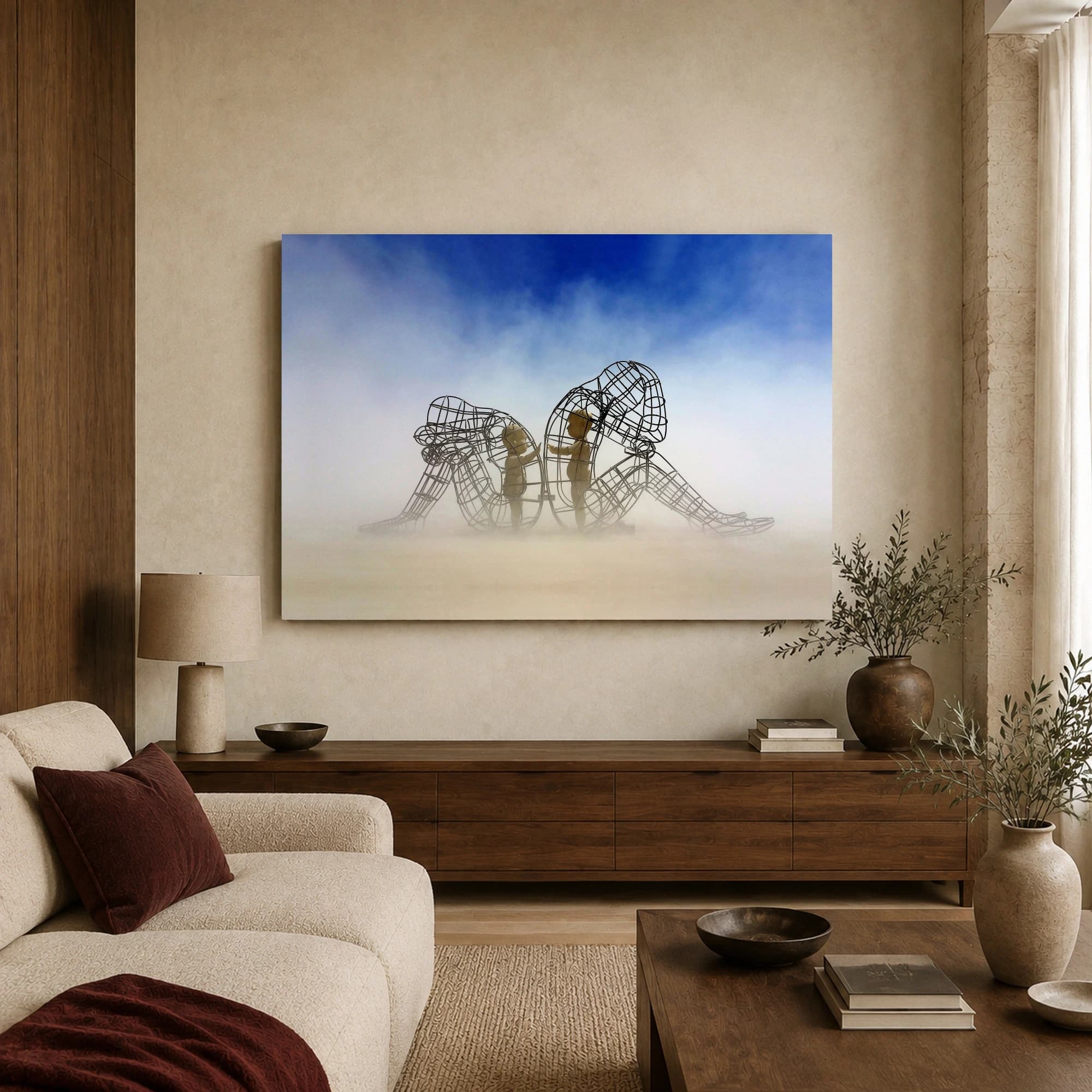 Wireframe Statues Desert Art Print, view 2