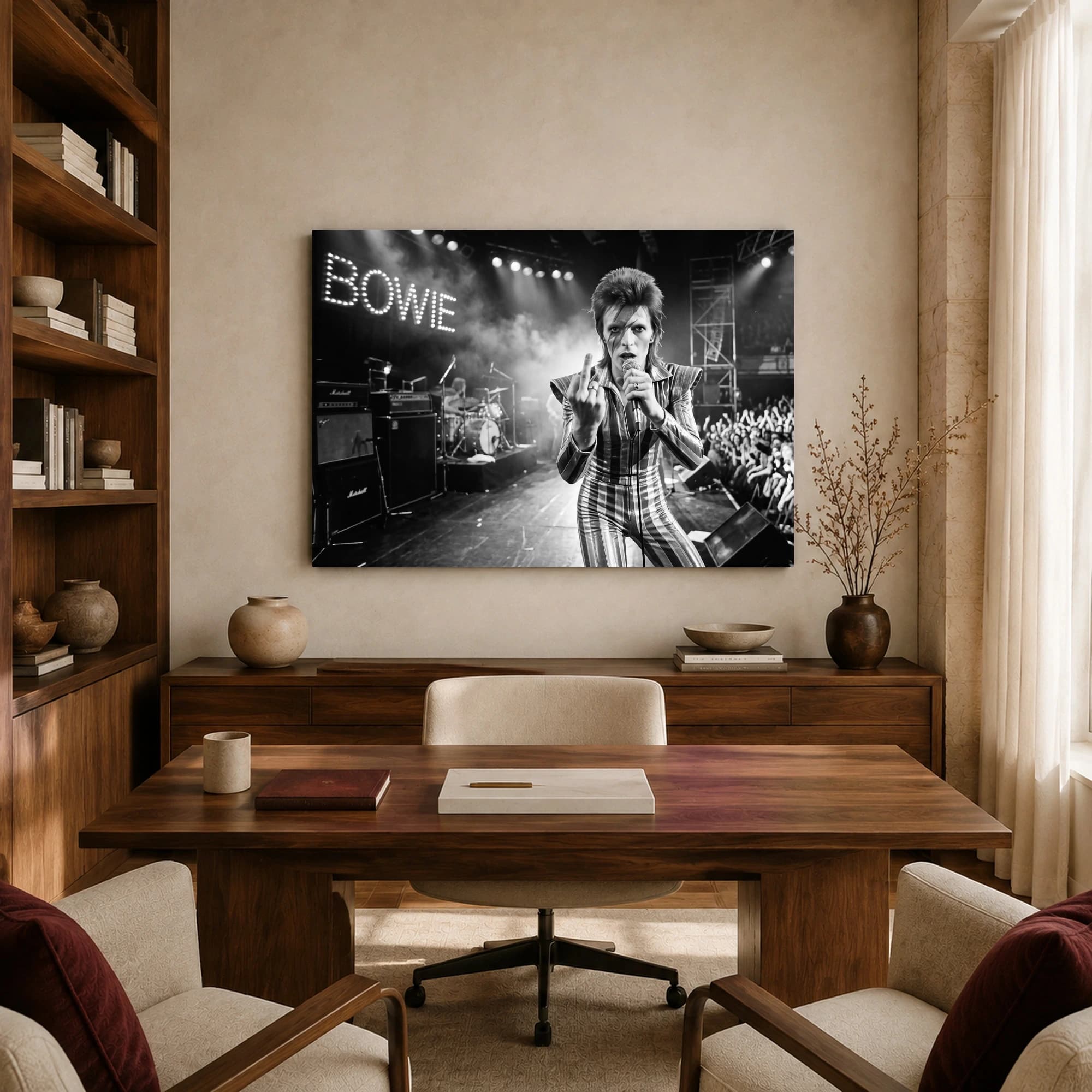 David Bowie Iconic Live Concert Black and White Wall Art, view 8