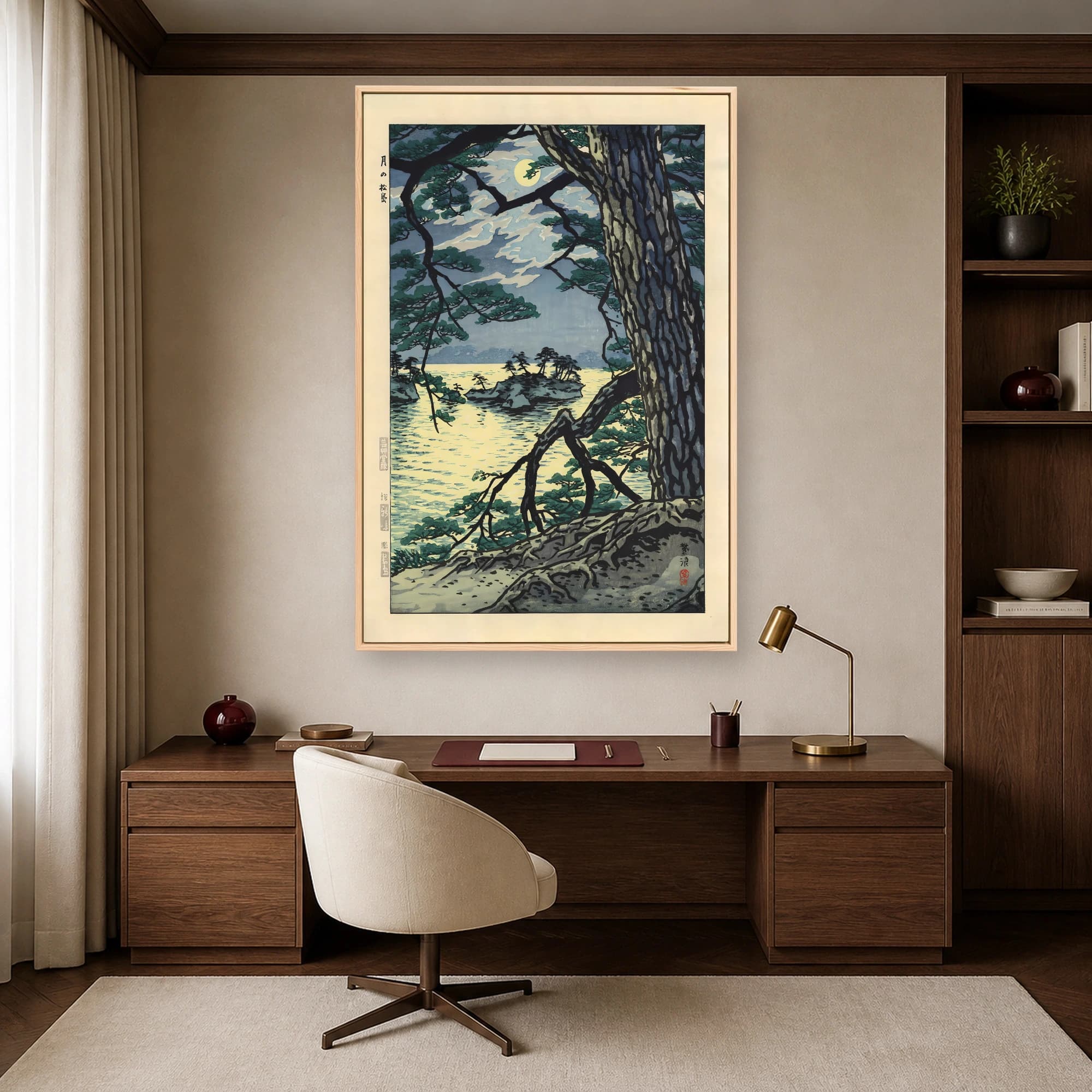 Moon over Matsushima Japanese Woodblock Print Wall Art, view 6