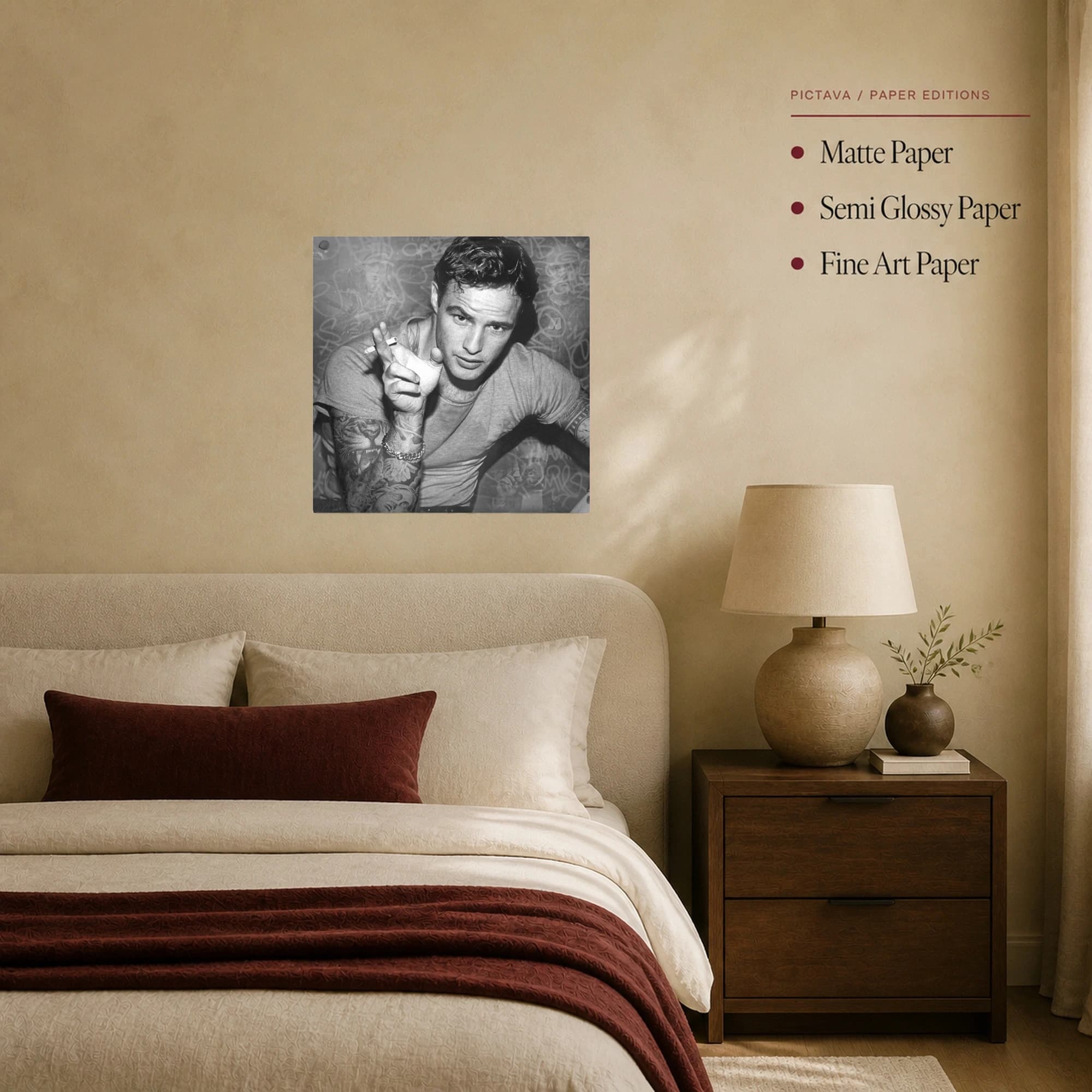 Marlon Brando Rebel Icon Black and White Wall Art, view 8