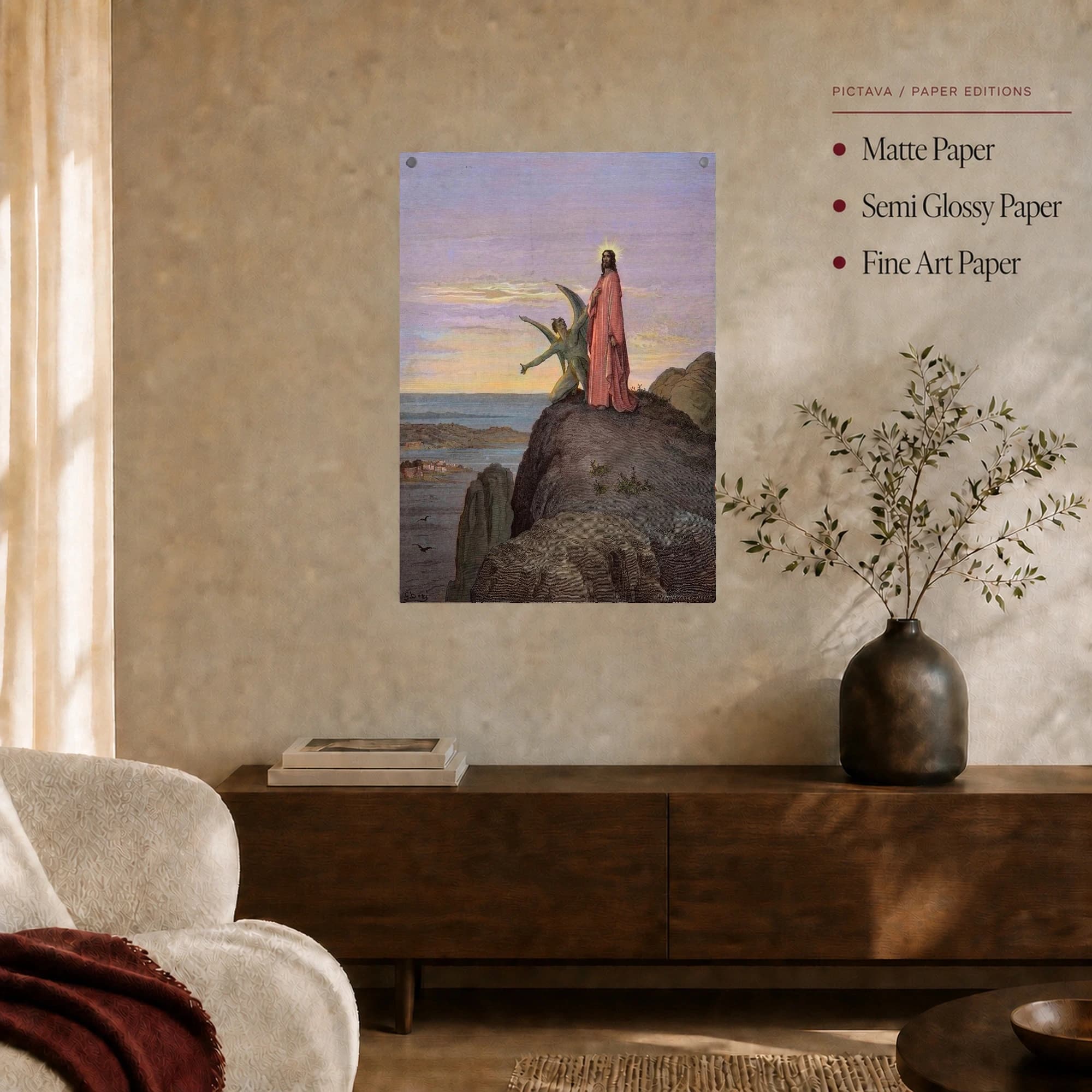 Gustave Dore The Temptation of Christ Vintage Religious Wall Art, view 4